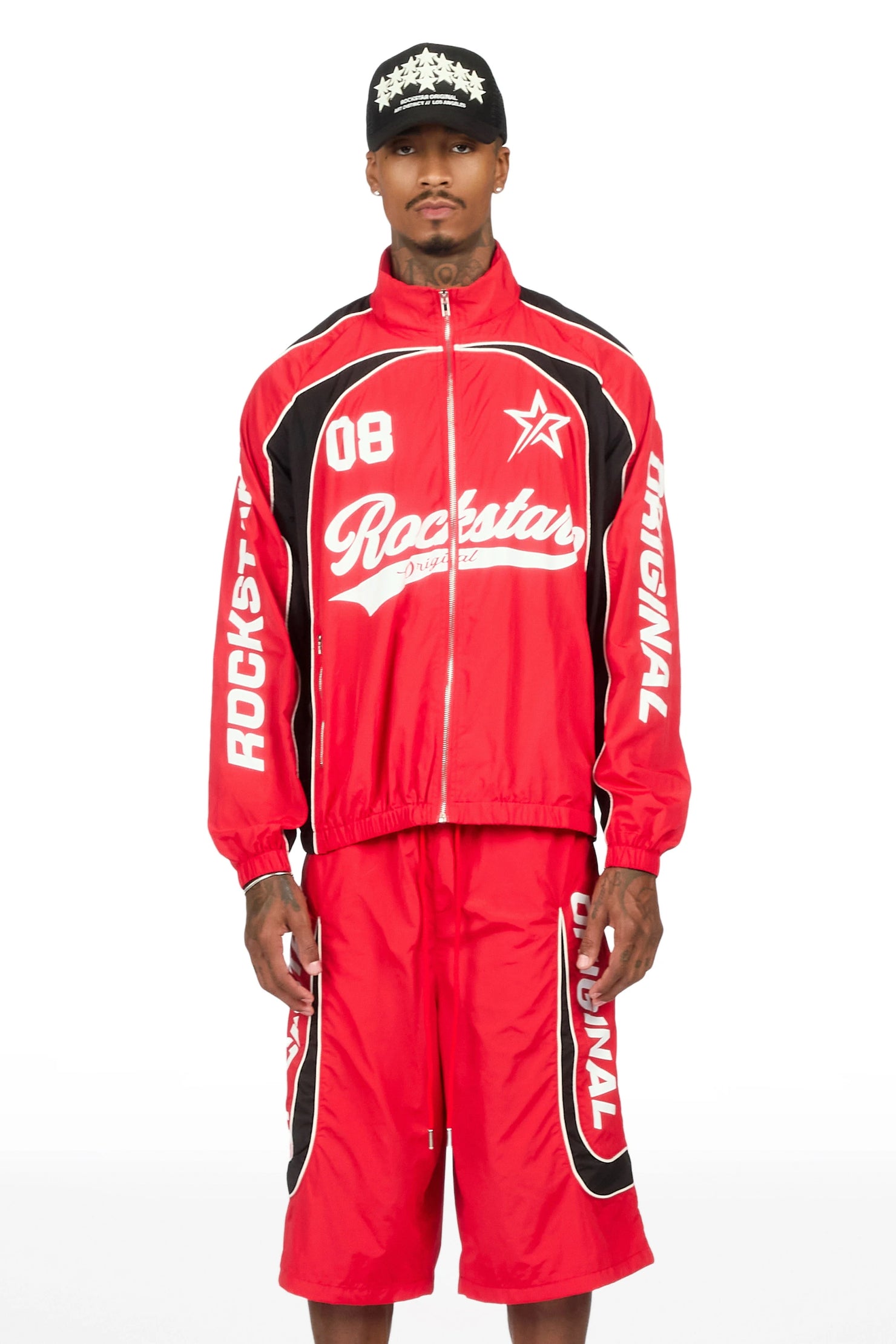 Winich Red Windbreaker Short Set