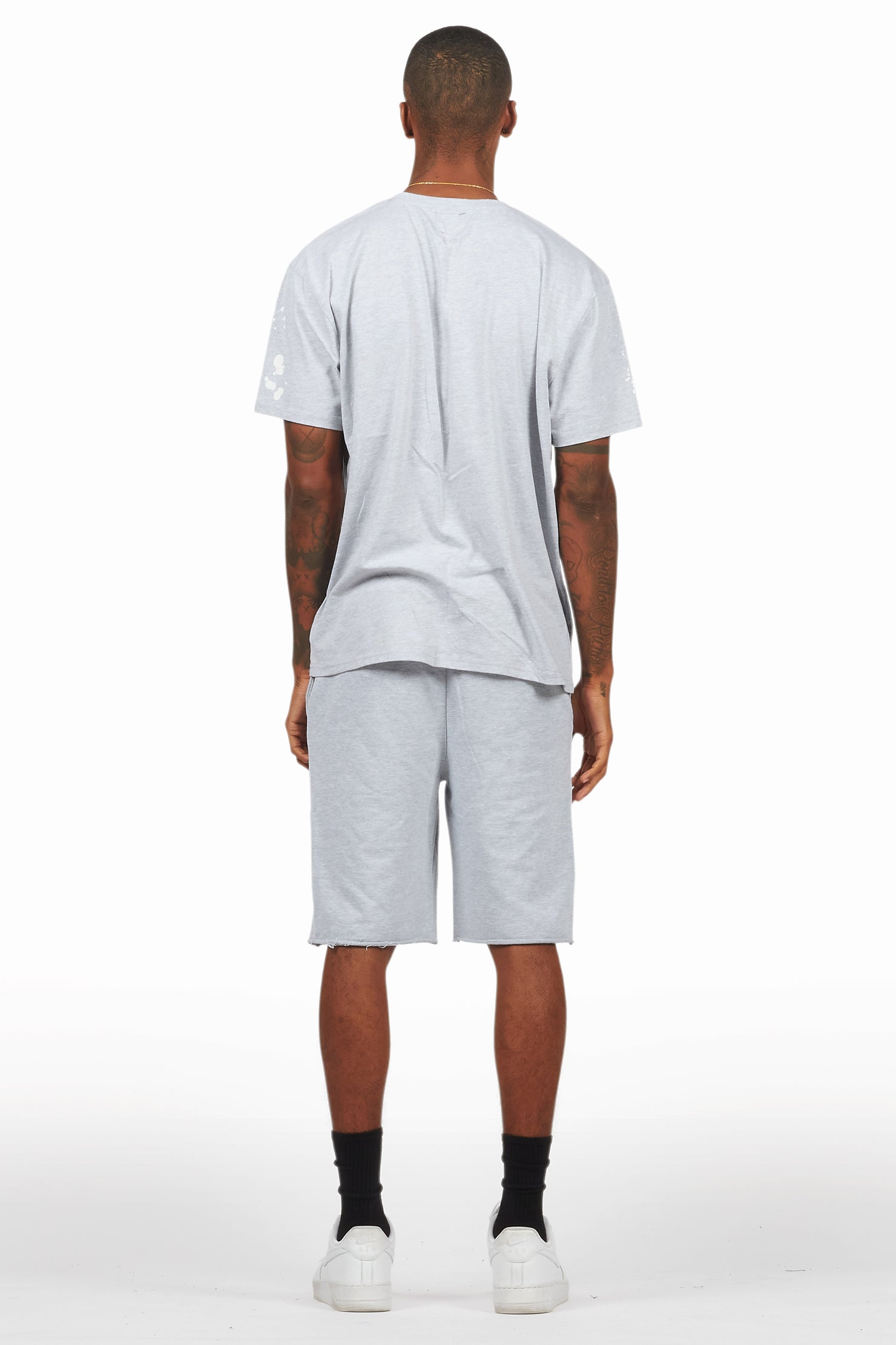Rafix Heather Grey Graphic T-Shirt Short Set