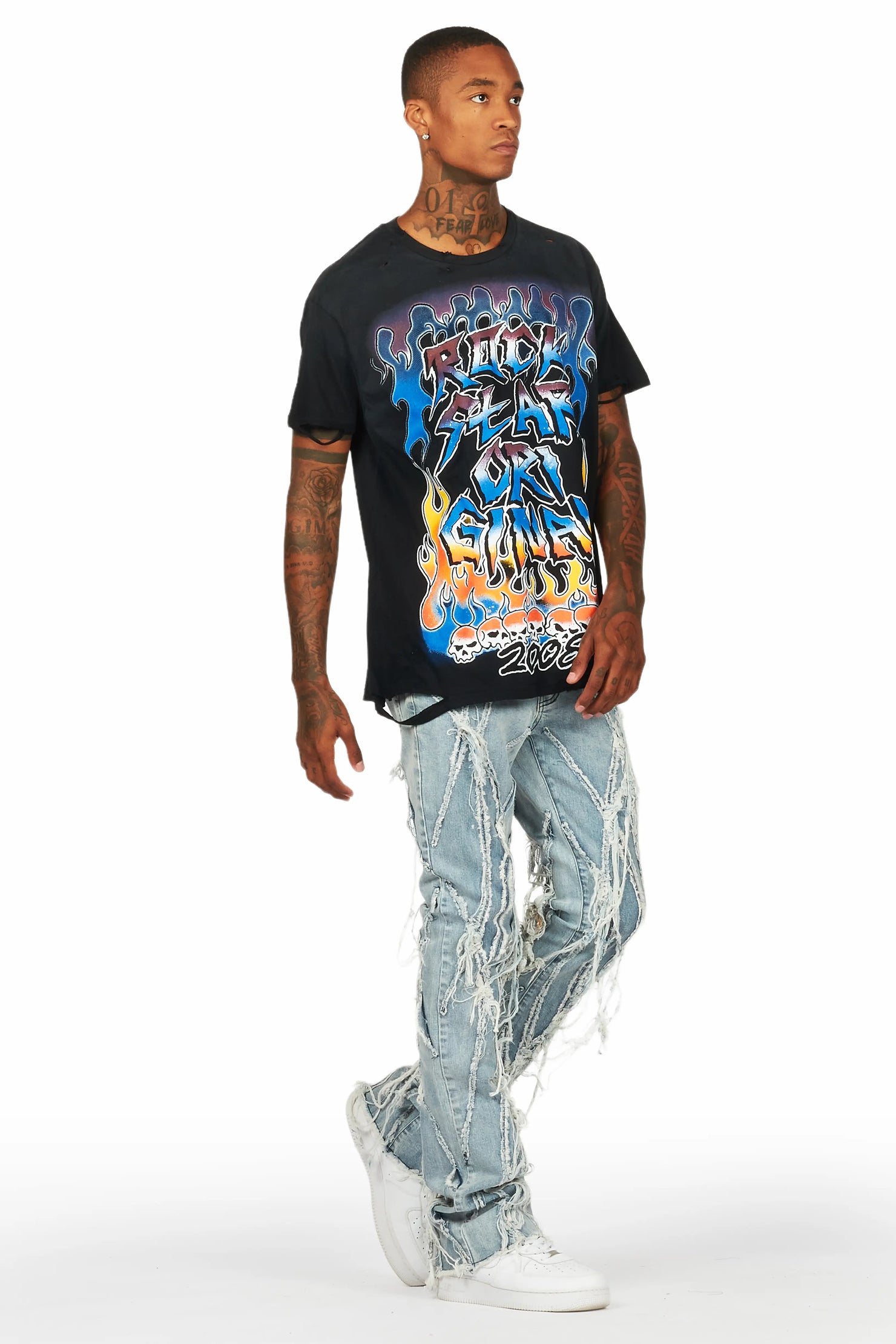 Gennaro Blue Stacked Flare Jean