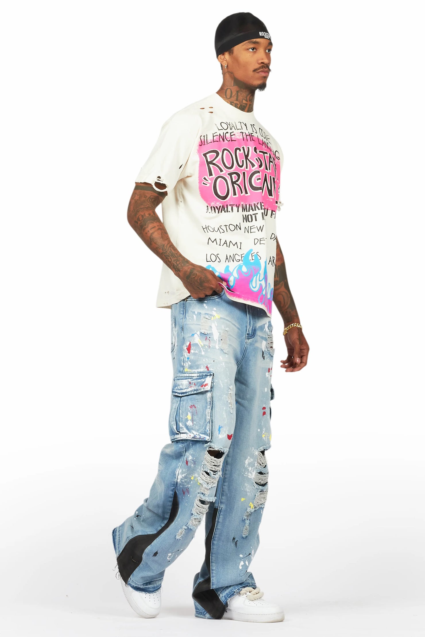 Dru Blue Painter Baggy Cargo Jean