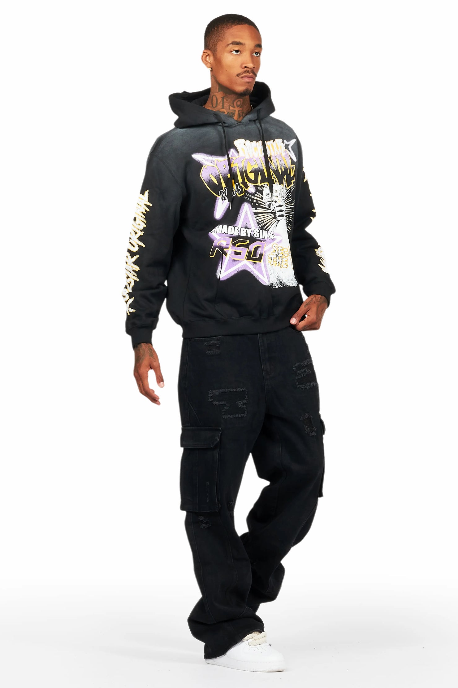 Nand Jet Black Baggy Cargo Jean