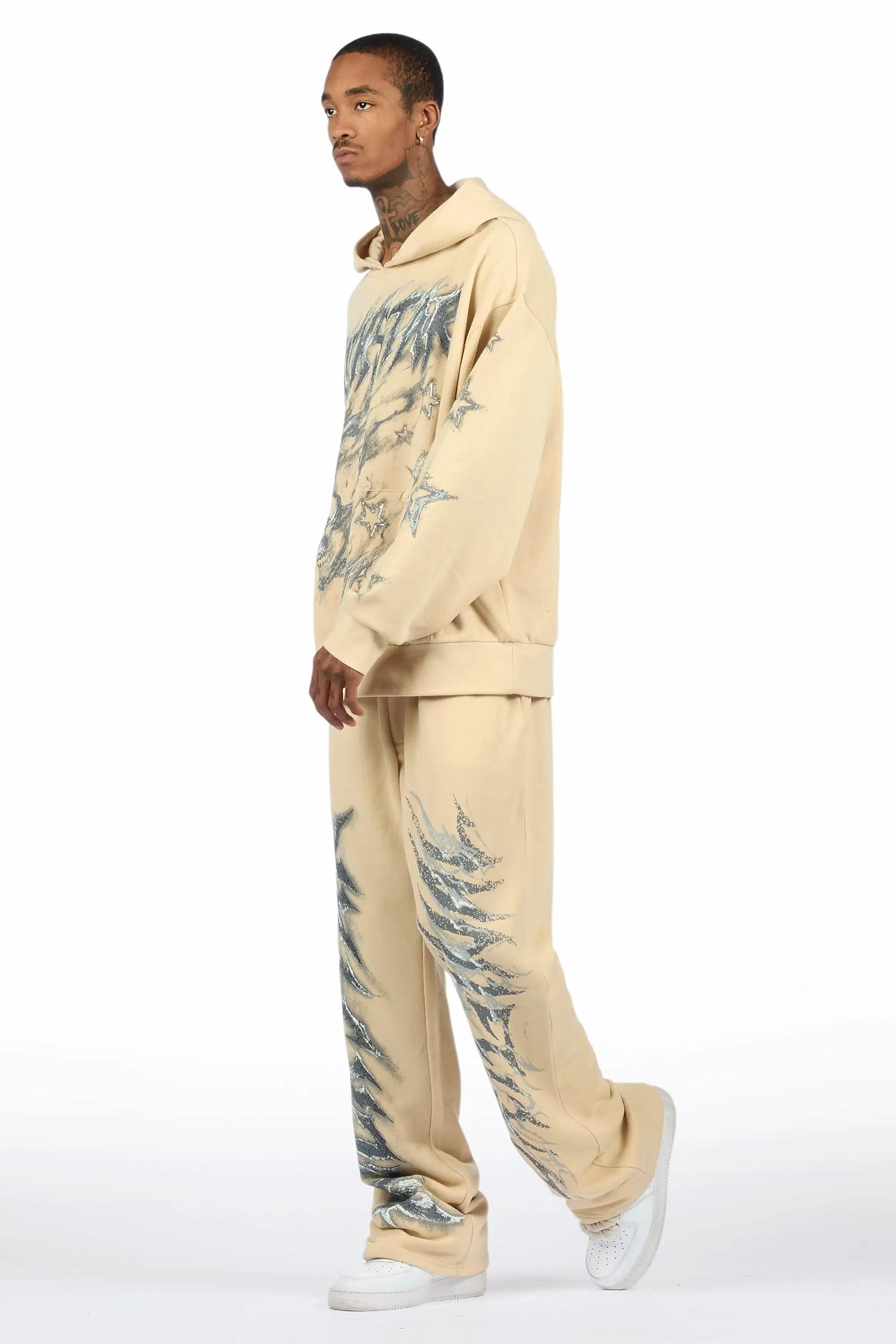 Jantra Beige Hoodie/Baggy Pant Track Set