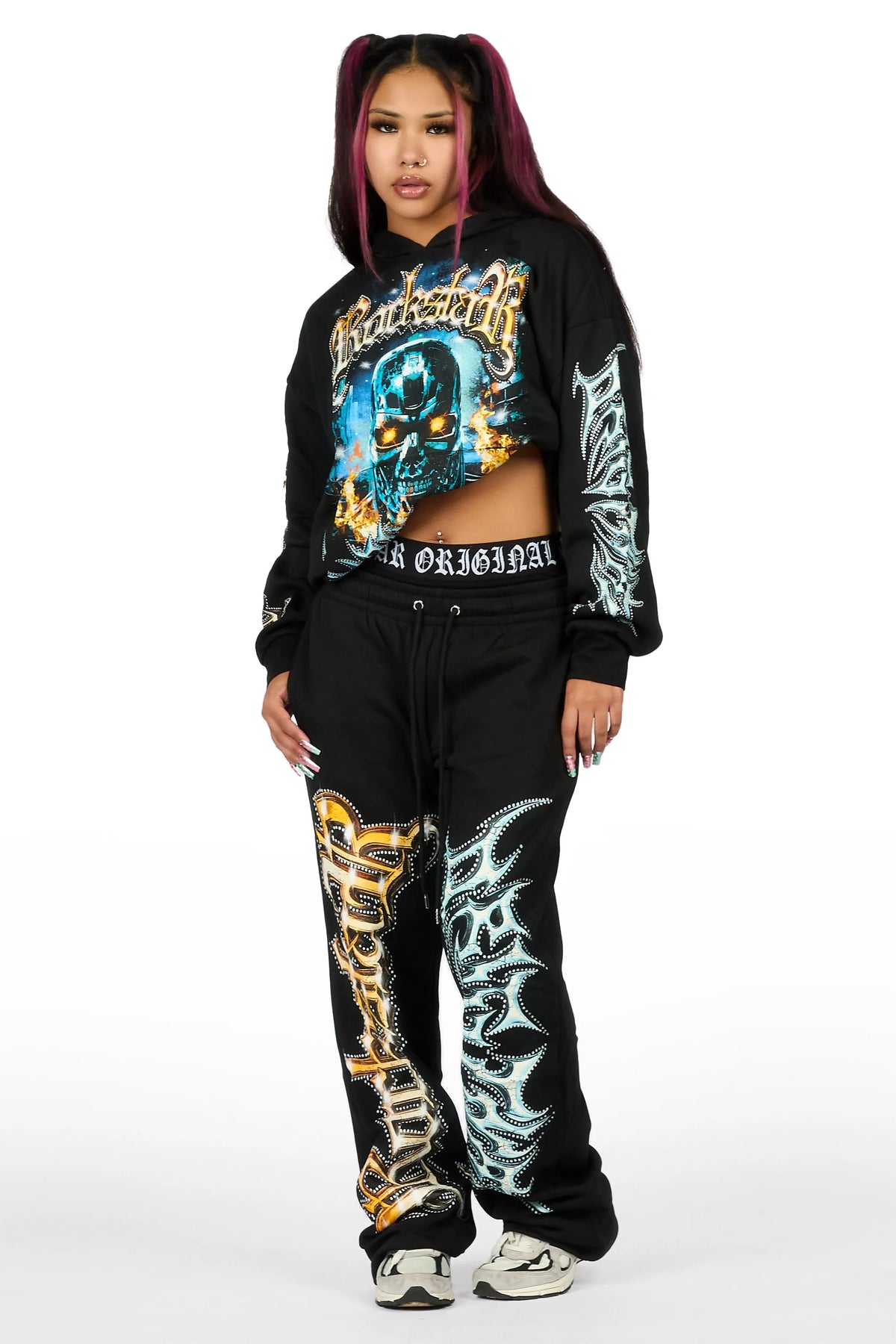 Tawny Black Graphic Baggy Fit Track Set