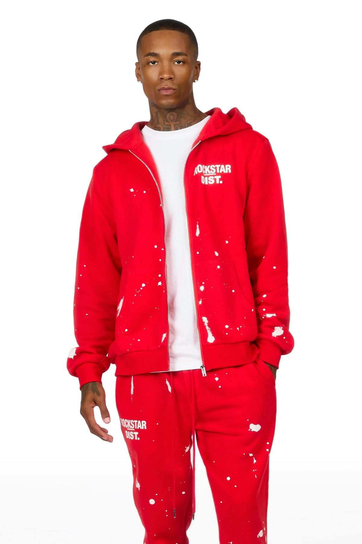 Zip Up Red Raffer Hoodie/Stacked Track Set