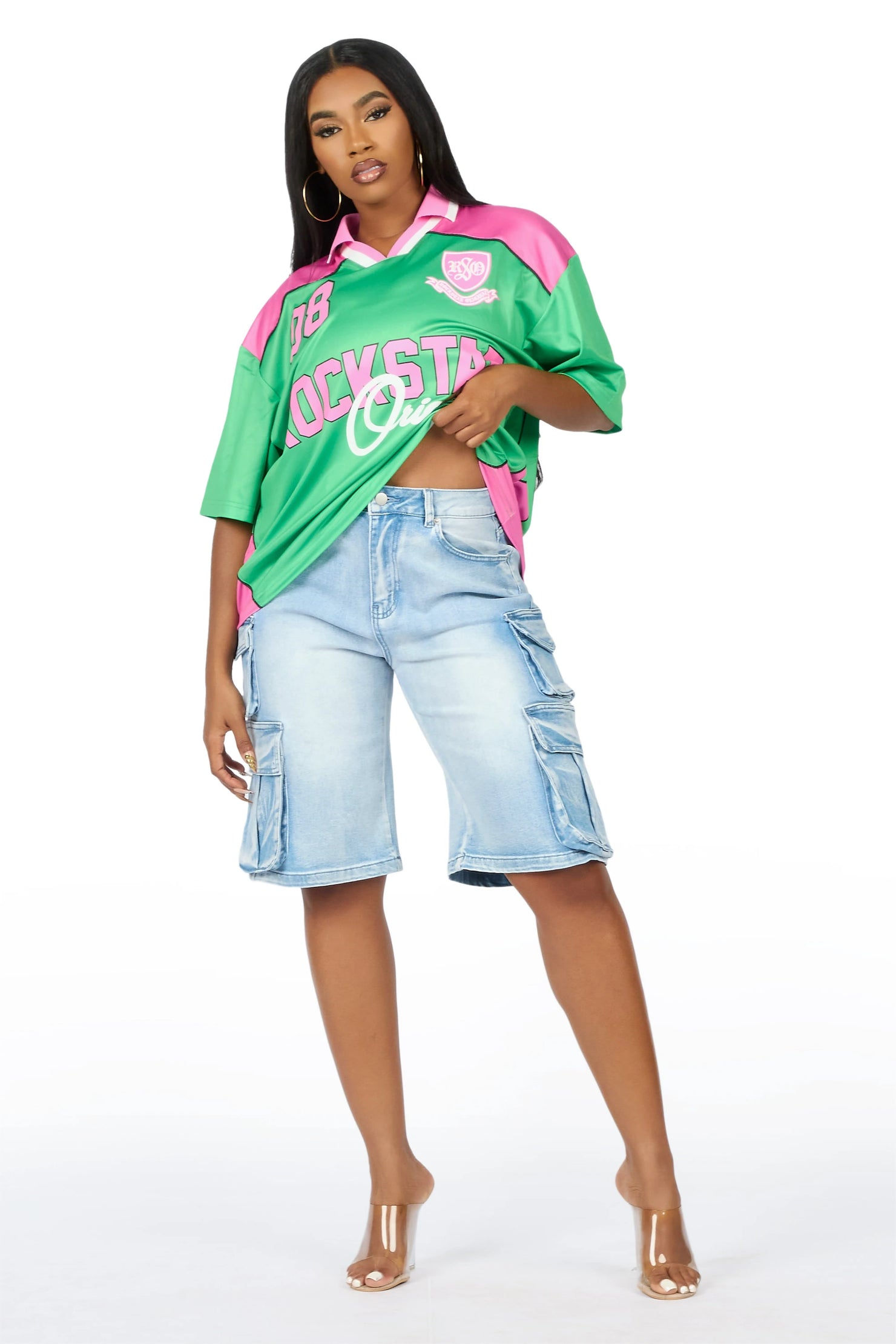 Sheanette Green/Pink Graphic Jersey