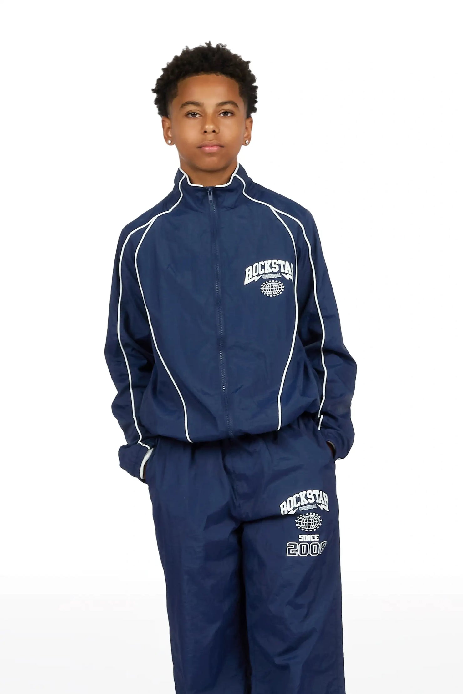 Boys Ventoso Blue Windbreaker Jacket Track Set