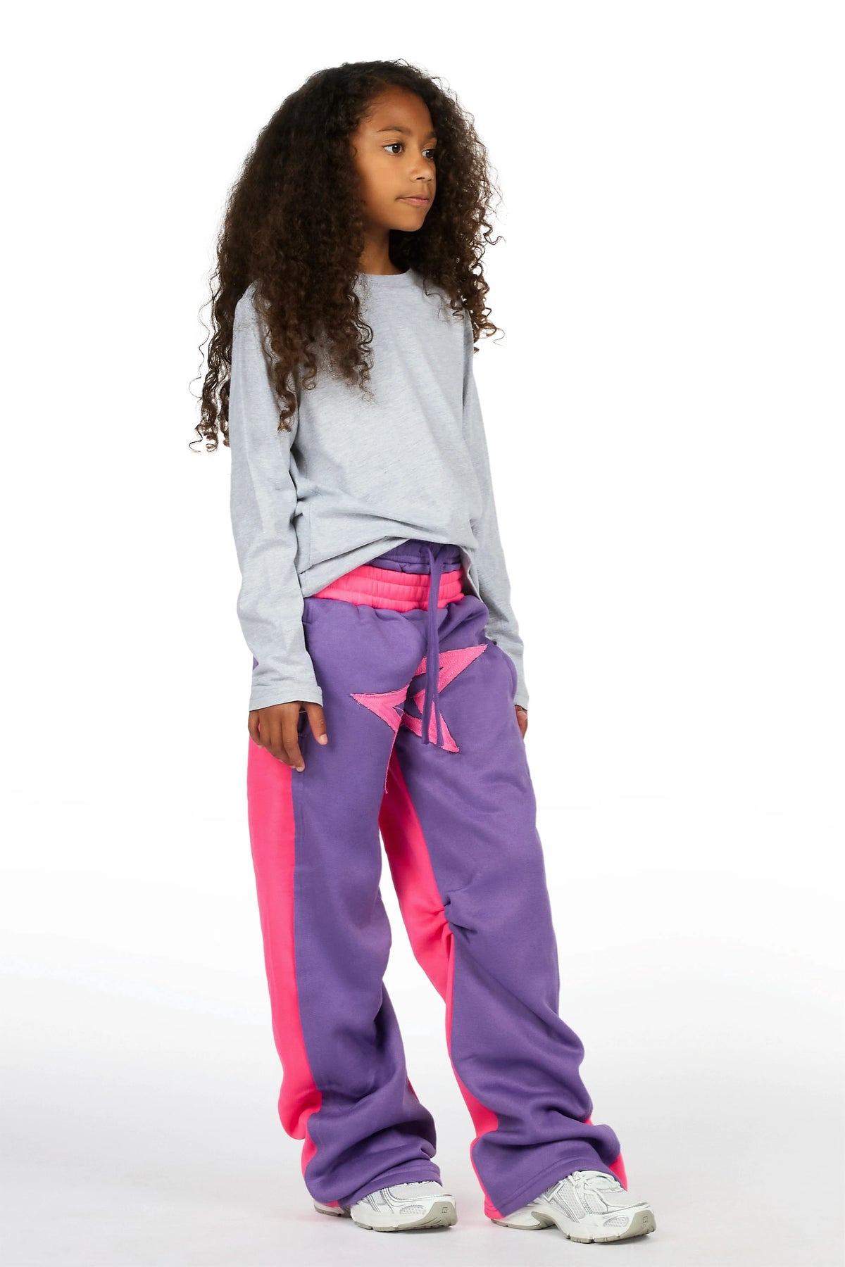 Girls Canaan Purple Double Waisted Baggy Track Pant