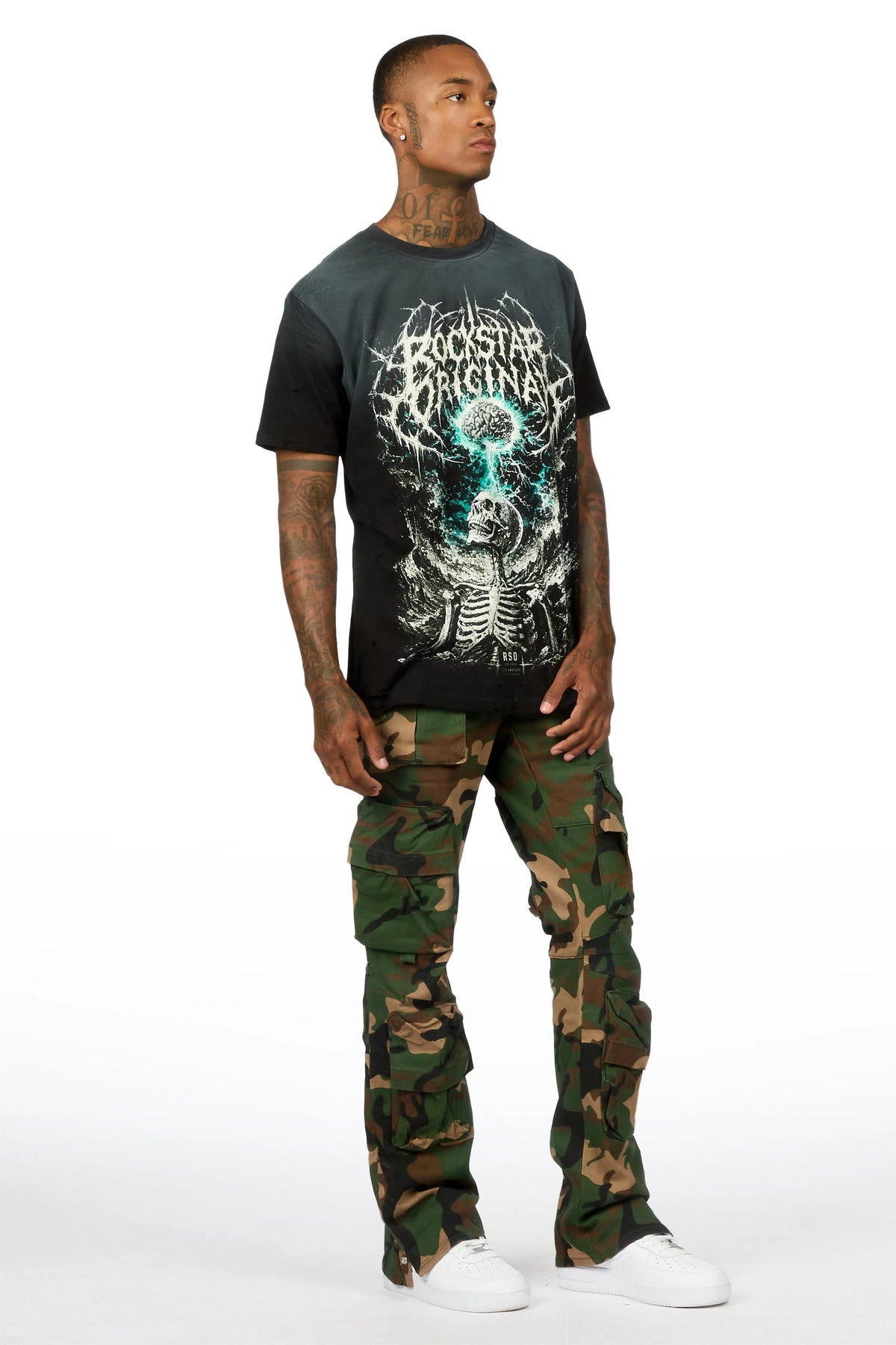 Shepard Camo Cargo Stacked Flare Jean