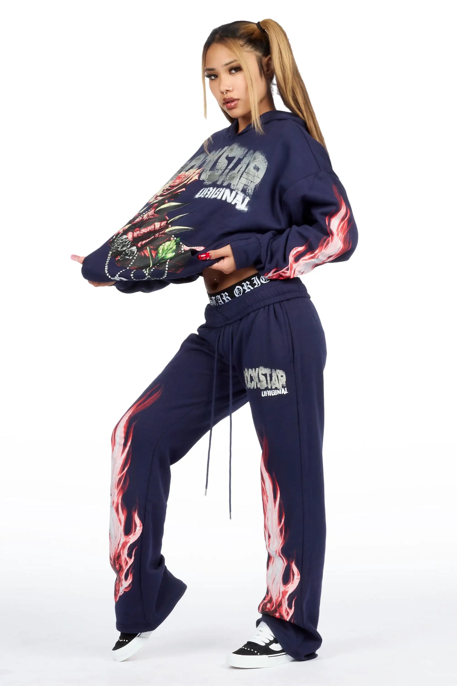 Kyntra Navy Graphic Baggy Fit Track Set