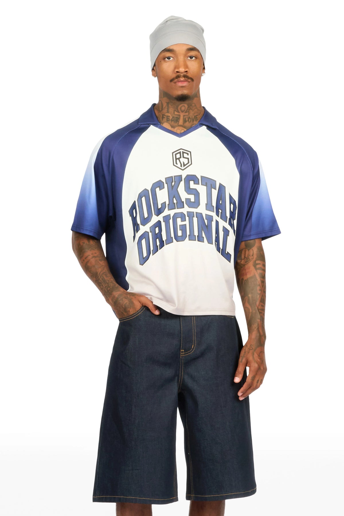 Ricco Blue/White World Soccer Inspired Graphic Jersey
