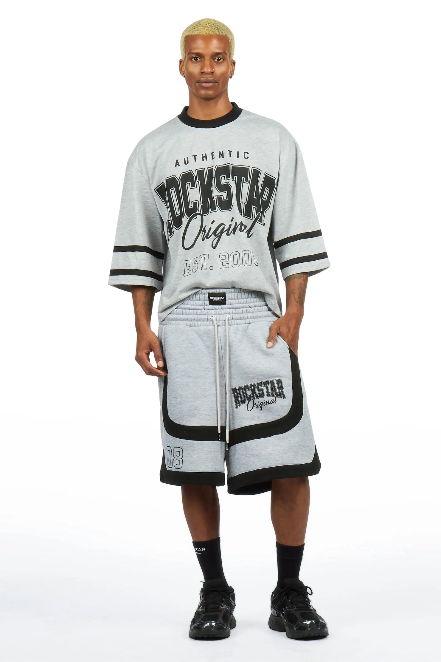 Redford Heather Grey T-Shirt/Double Waisted Short Set