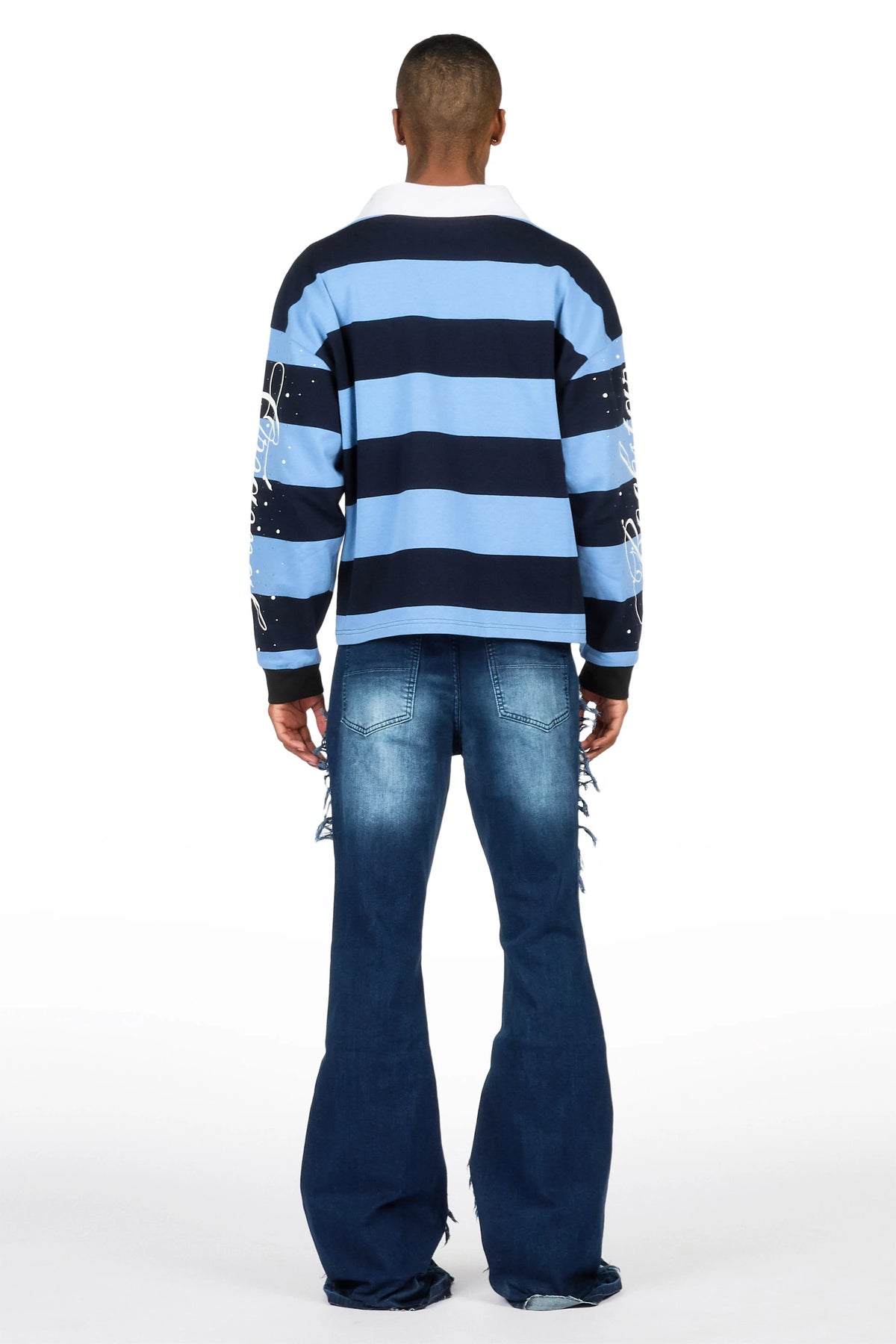 Vane Dark Blue Stacked Super Flare Jean