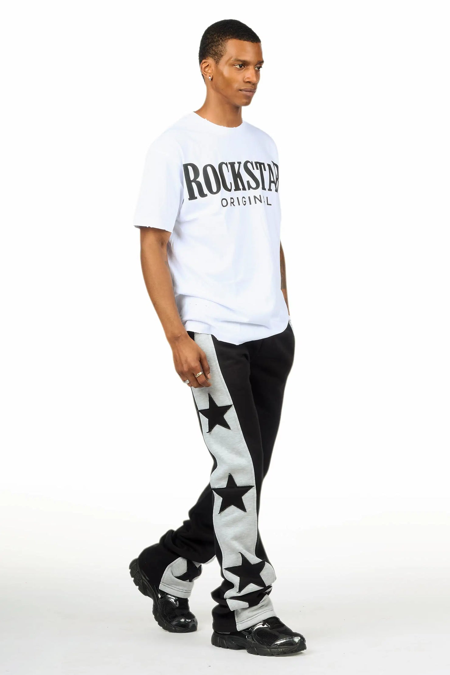 Geza Black Baggy Stacked Pant