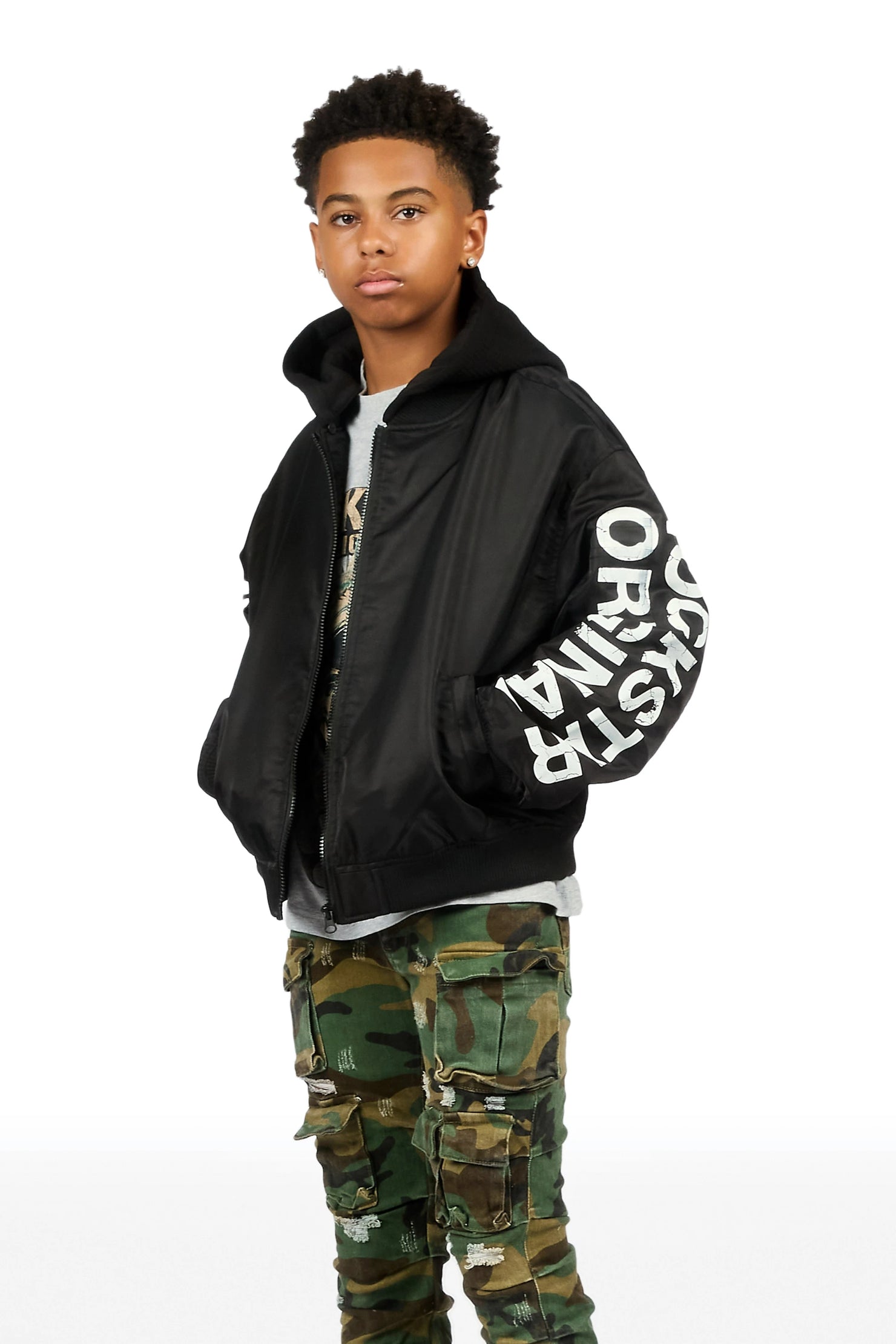 Boys Aldrin Black Bomber Jacket