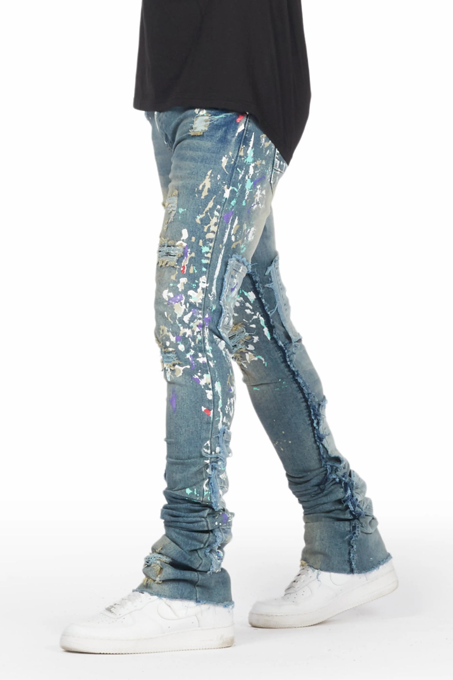 Taran Vintage Blue Super Stacked Flare Jean