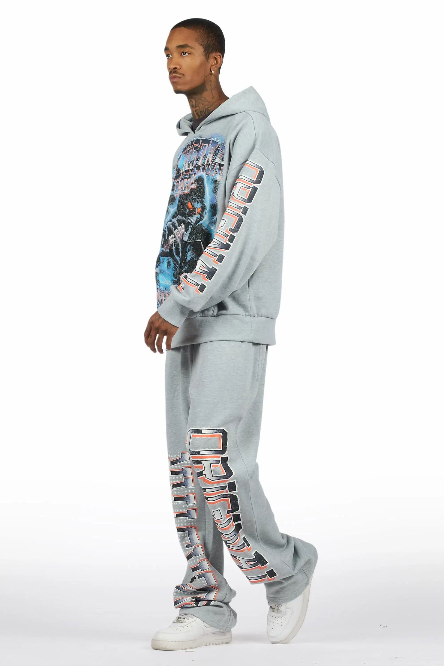 Kross Heather Grey Hoodie/Baggy Pant Track Set