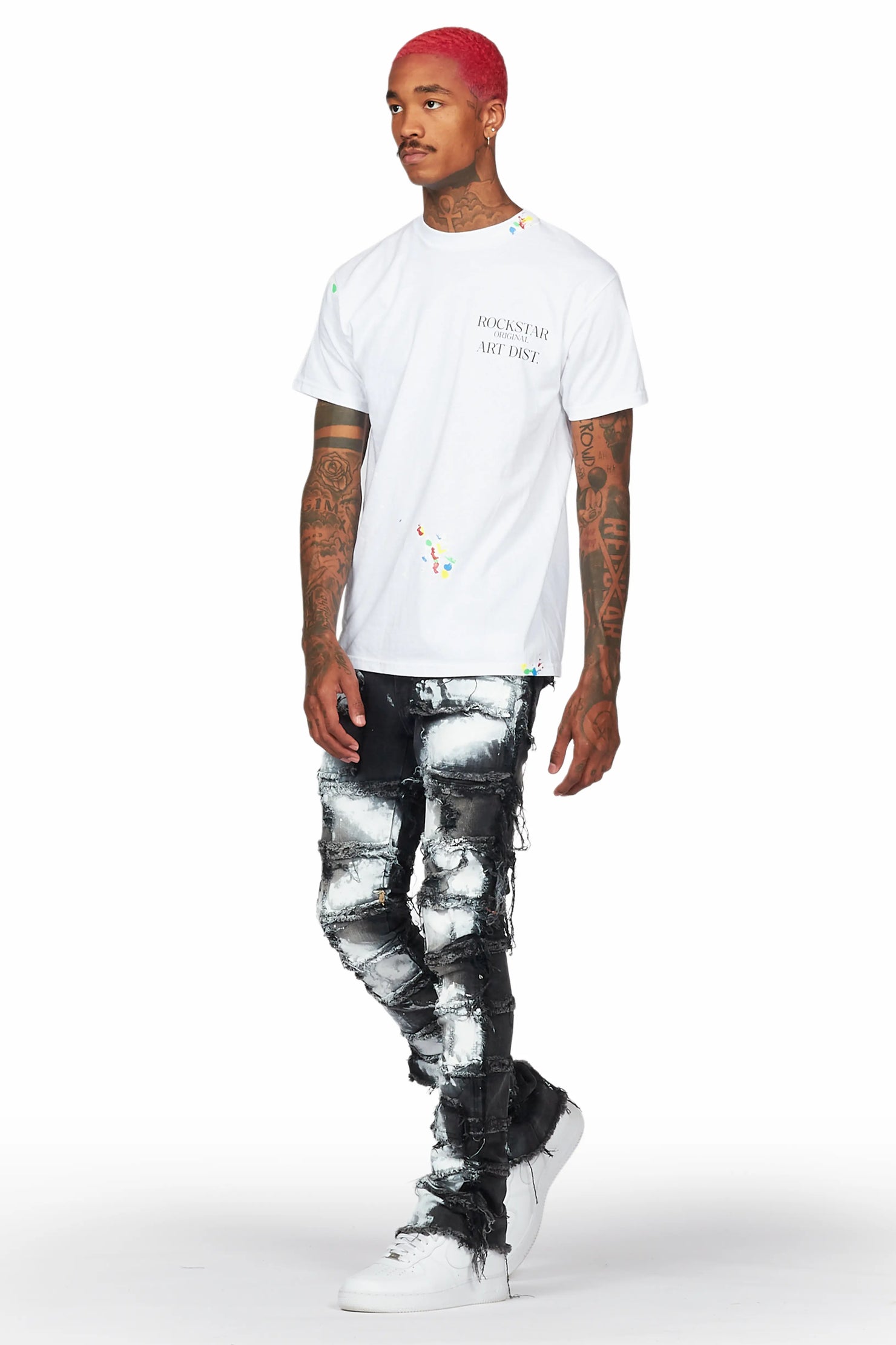 Falan Black Painter Stacked Flare Jean