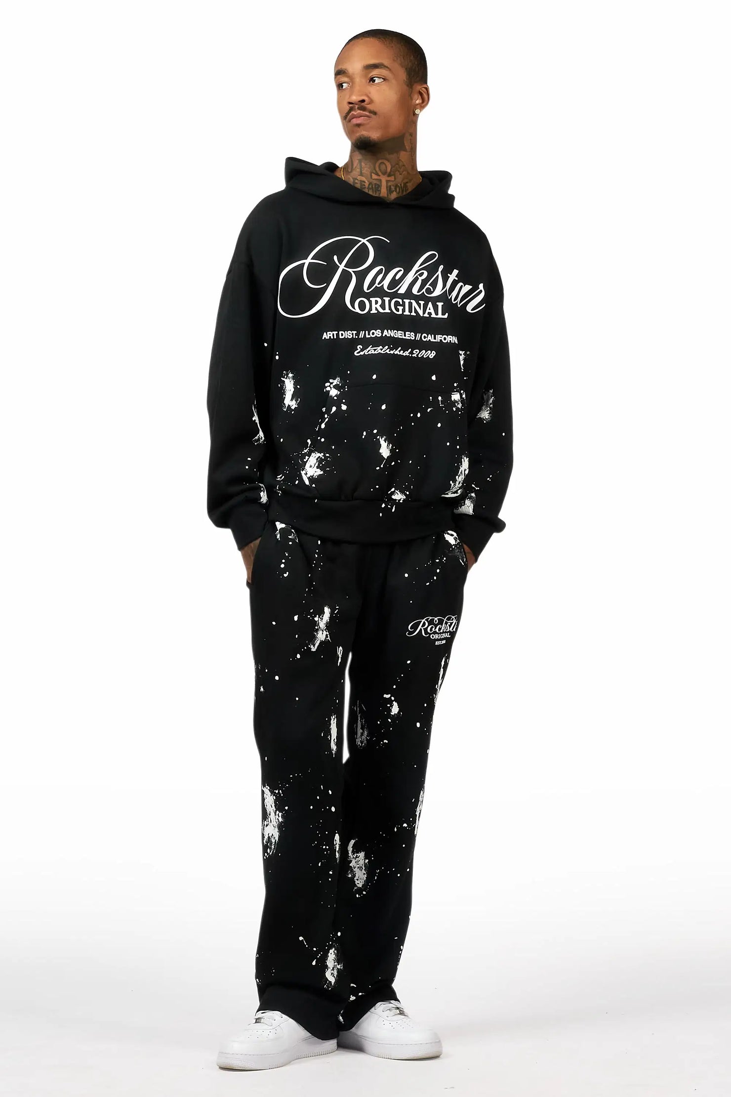 Cero Black/White Hoodie Relaxed Track Set