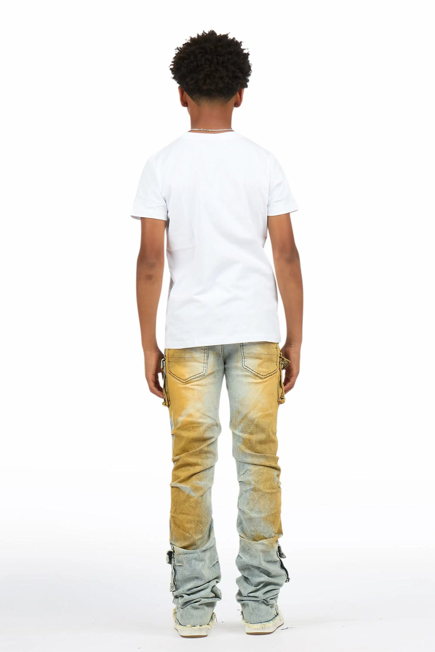 Boys Gentry Tint Light Blue Stacked Flare Jean
