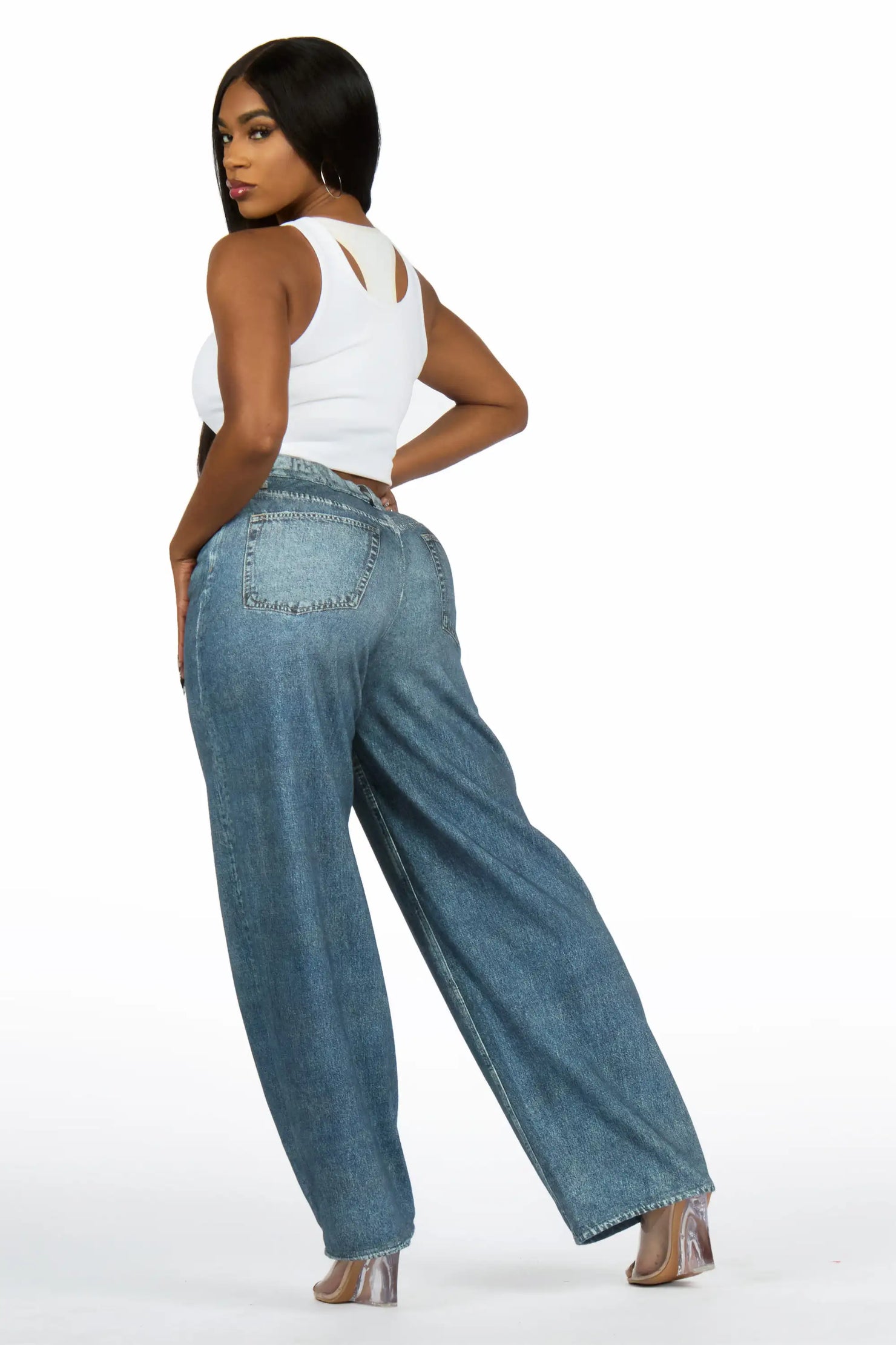 Kasai Med. Wash Denim Print Stretch Terry Sweatpant Jean