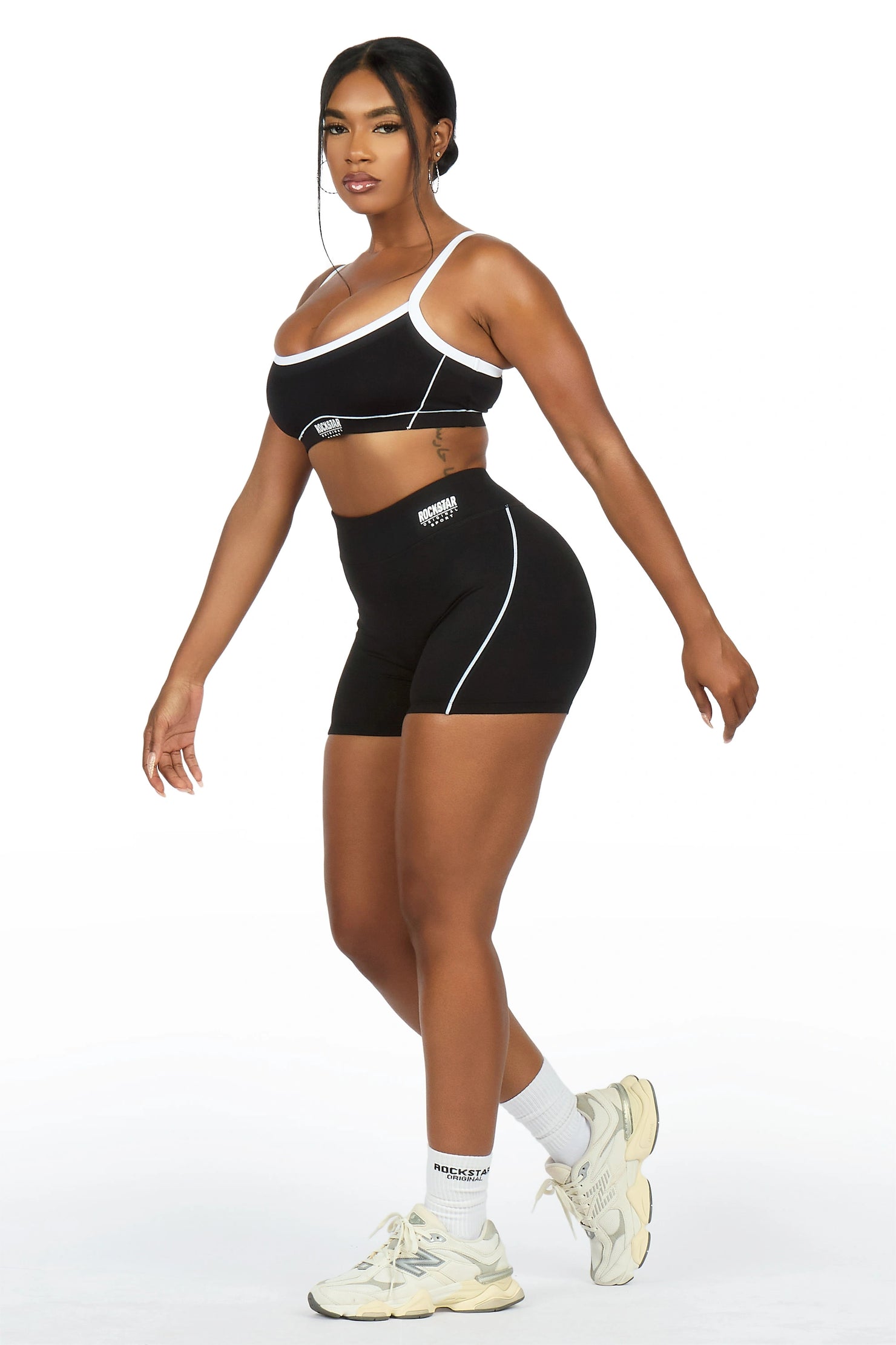 Afshana Black Tank Active Bike Short Set