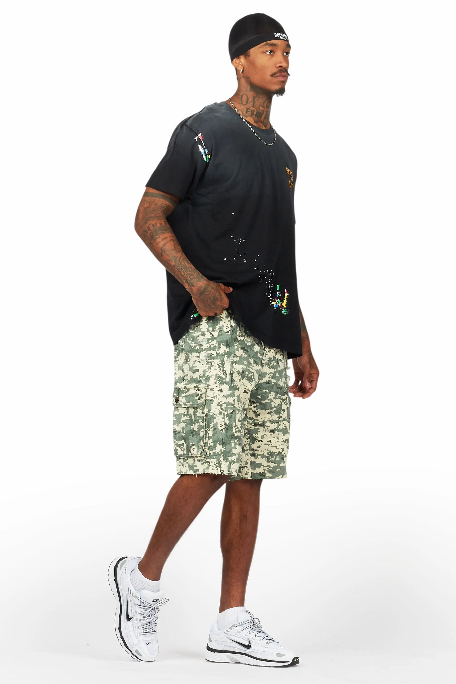 Palmer Black/Camo T-Shirt/Denim Short Set
