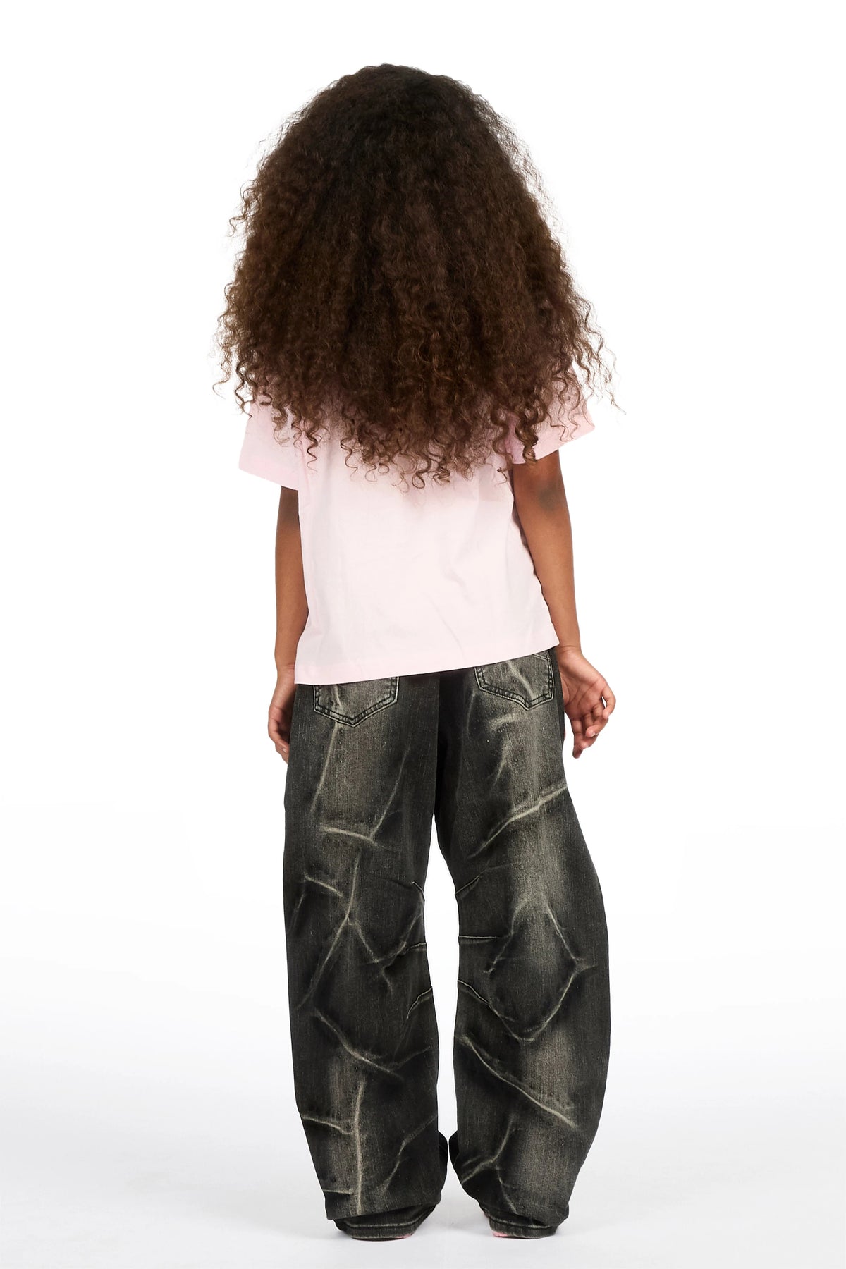 Girls Finna Black Barrel Fit Jean