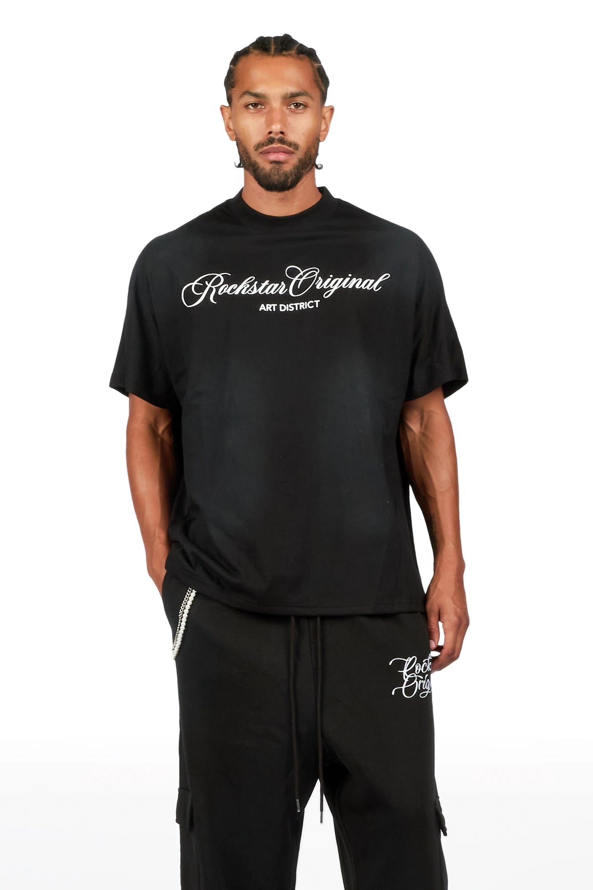 Adaty Black Chain Baggy Fit Pant
