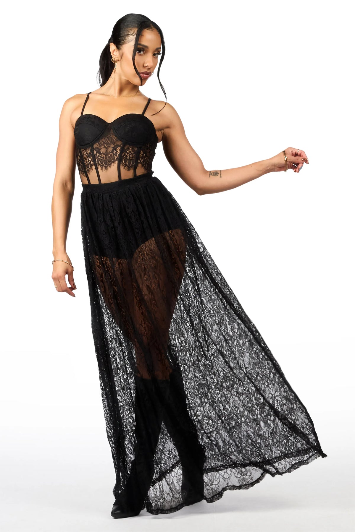 Max'd out Lace Black Maxi Dress