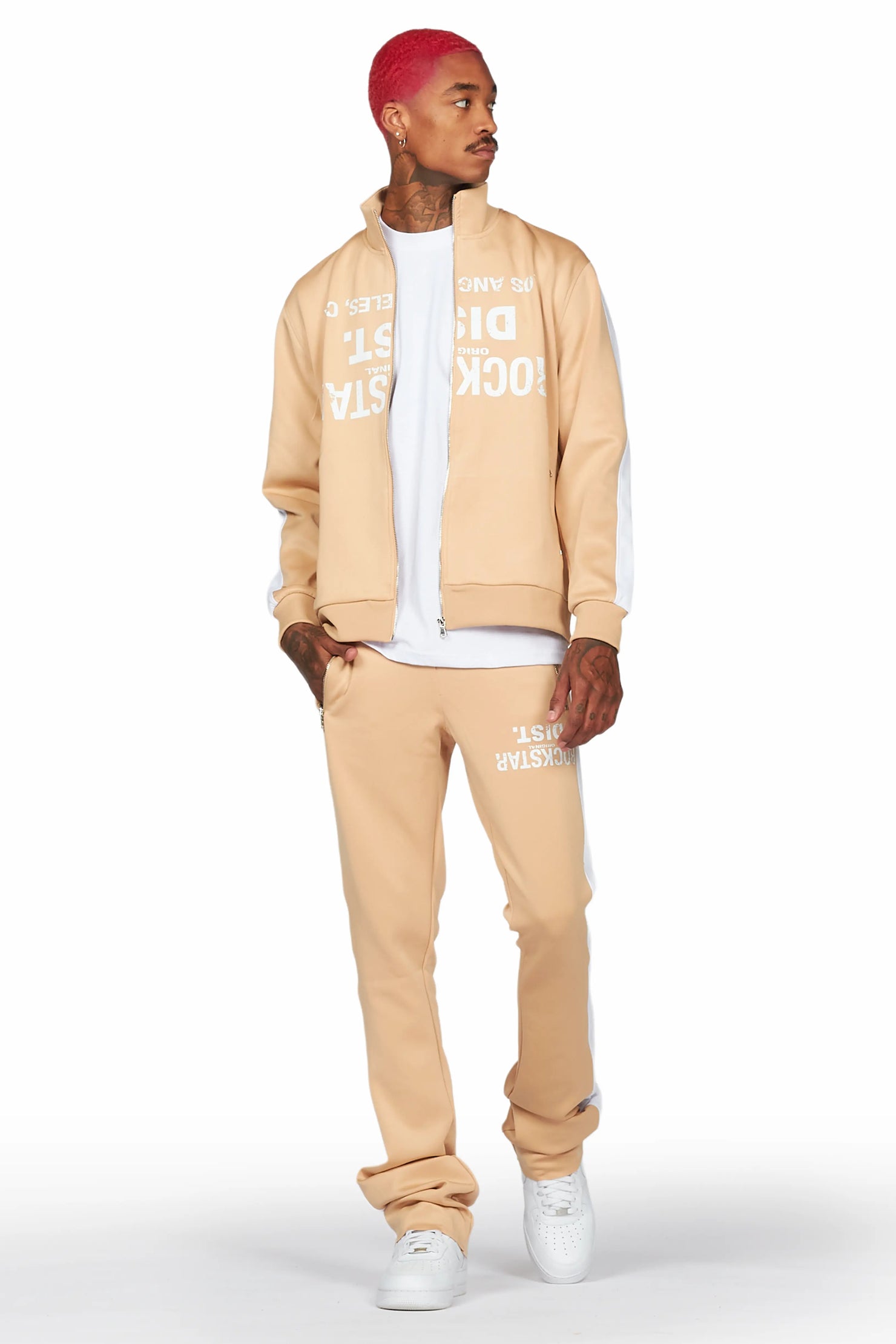 Dist. Town Beige Tricot Stacked Flare Track Set