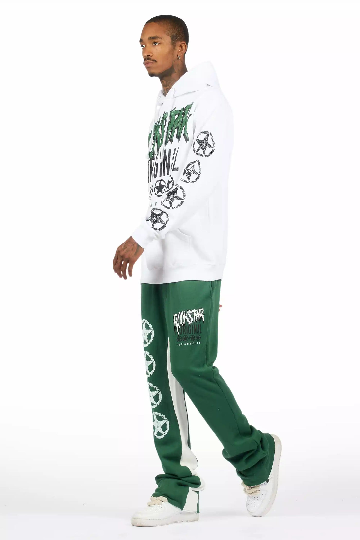 Wizzurd White/Green Hoodie Stacked Track Set