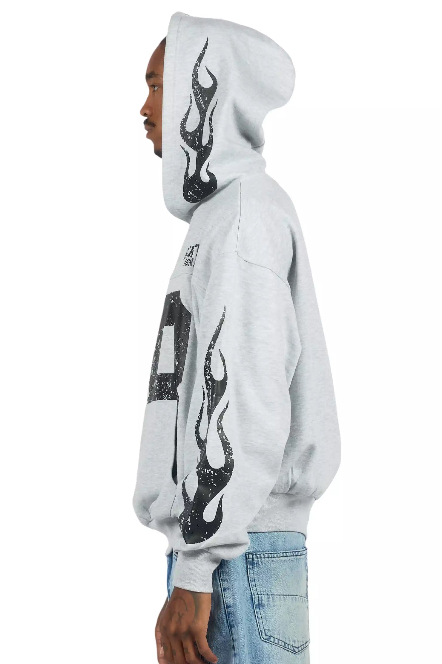Aubin Heather Grey Boxy Crop Hoodie