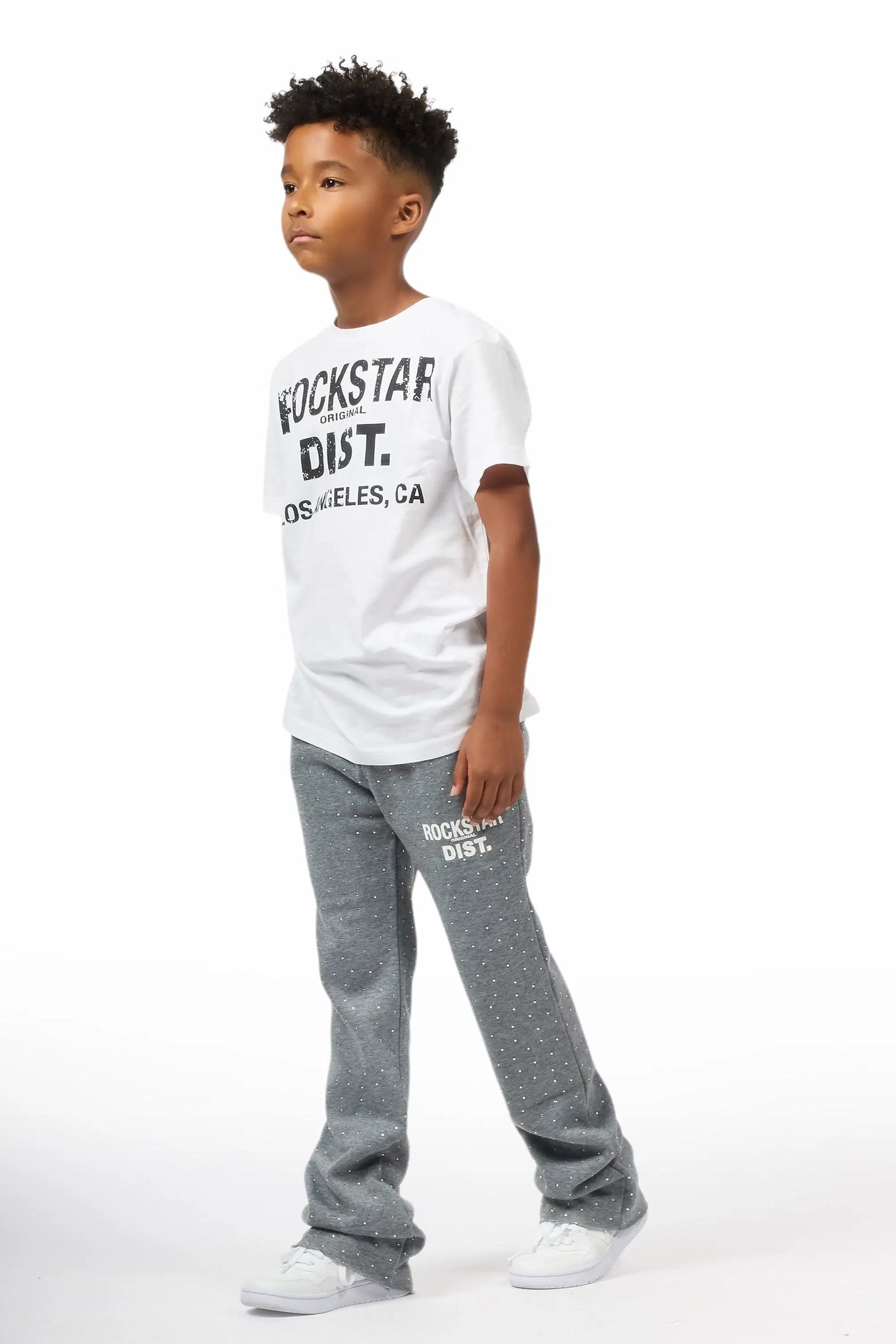 Boys Alpine Grey Rhinestone Track pant