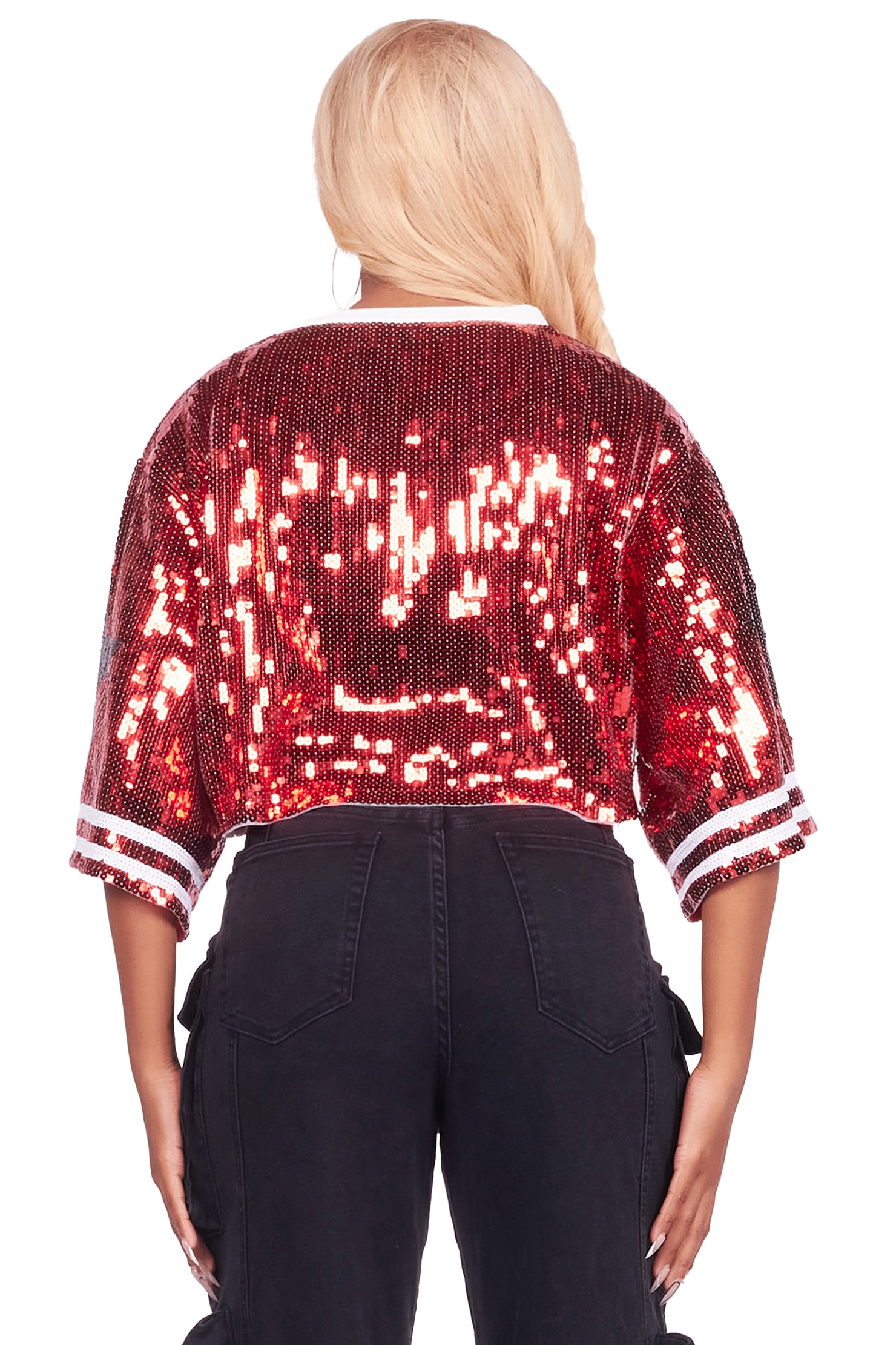 Samara Red Sequin Crop Jersey