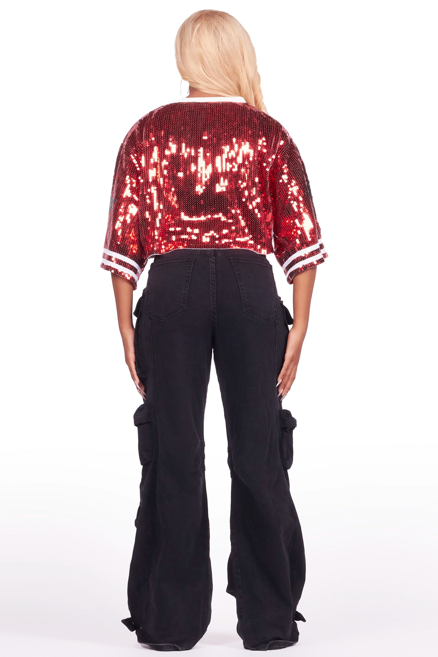 Samara Red Sequin Crop Jersey
