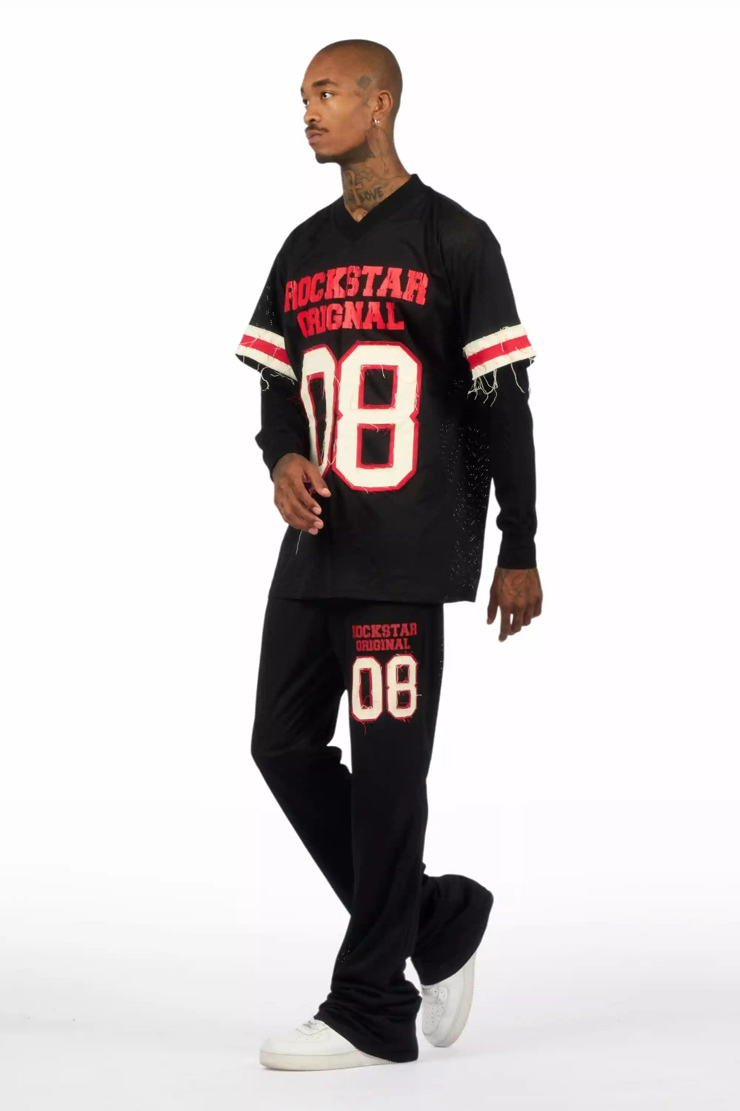 Deston Black Double Layer T-Shirt/Baggy Pant Set