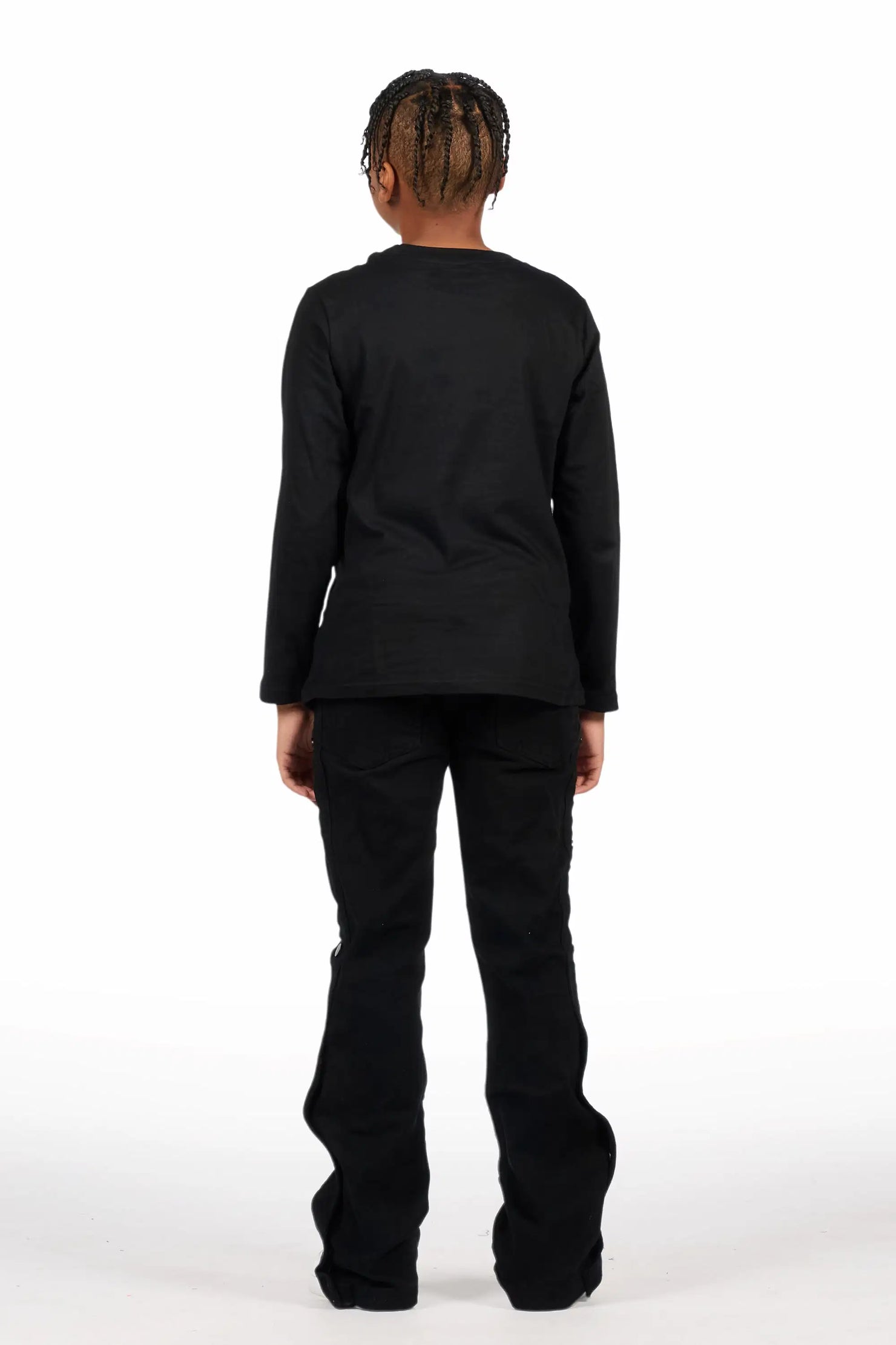Boys Yuri Black Baggy Fit Cargo Jean
