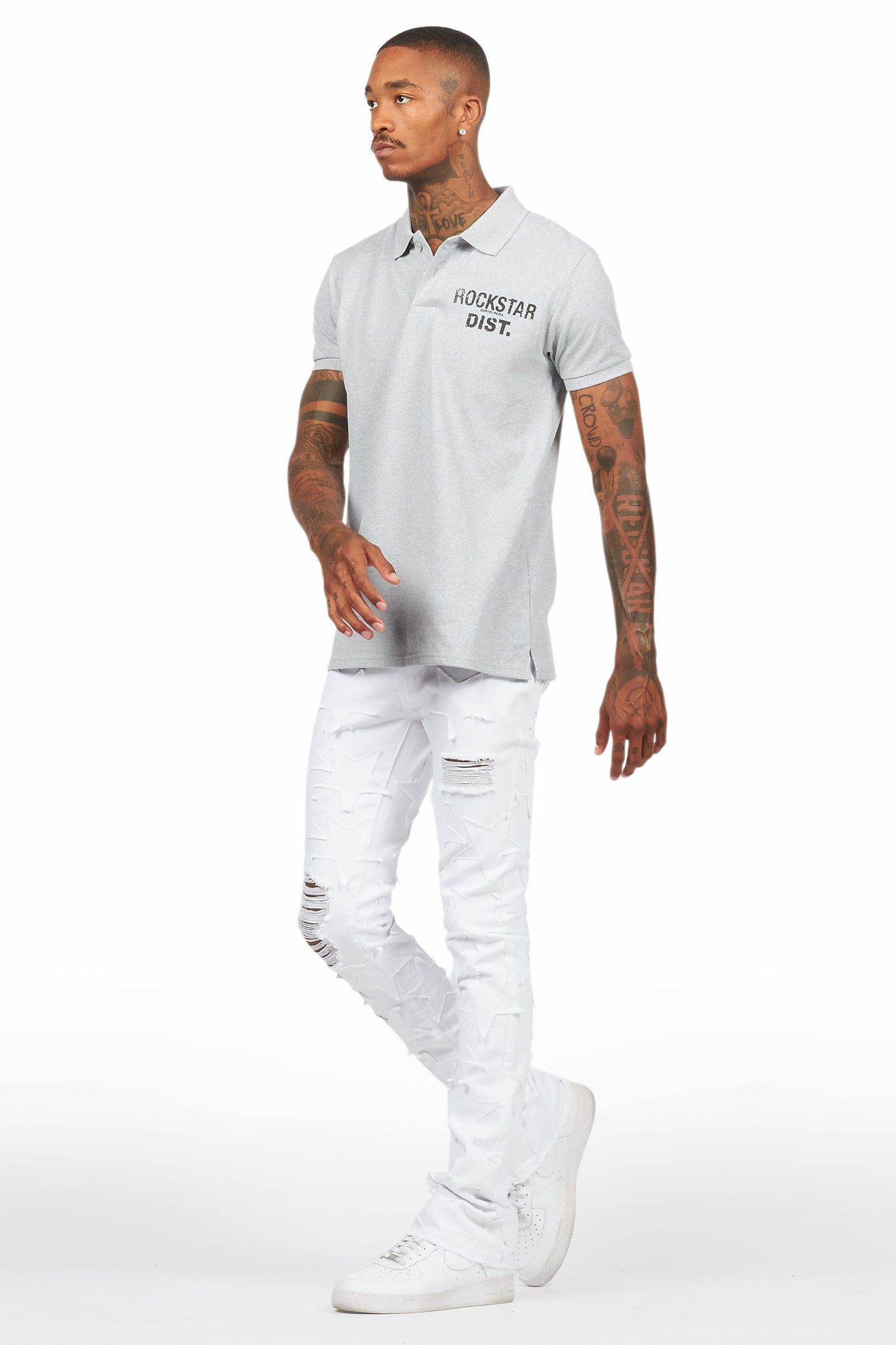 Flynn Heather Grey/Black Polo Shirt