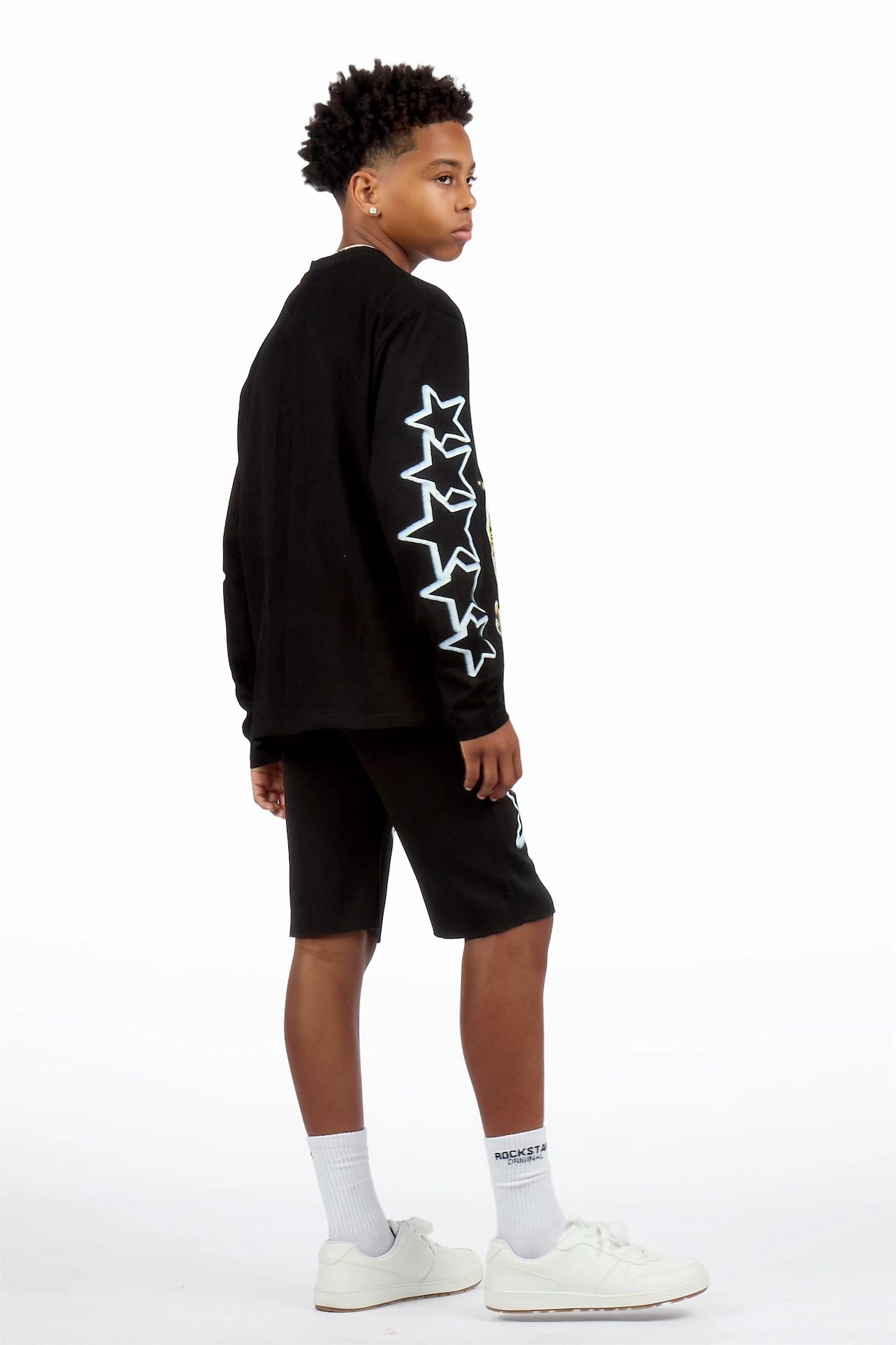 Boys Brayix Black/Black L/S T-Shirt Short Set