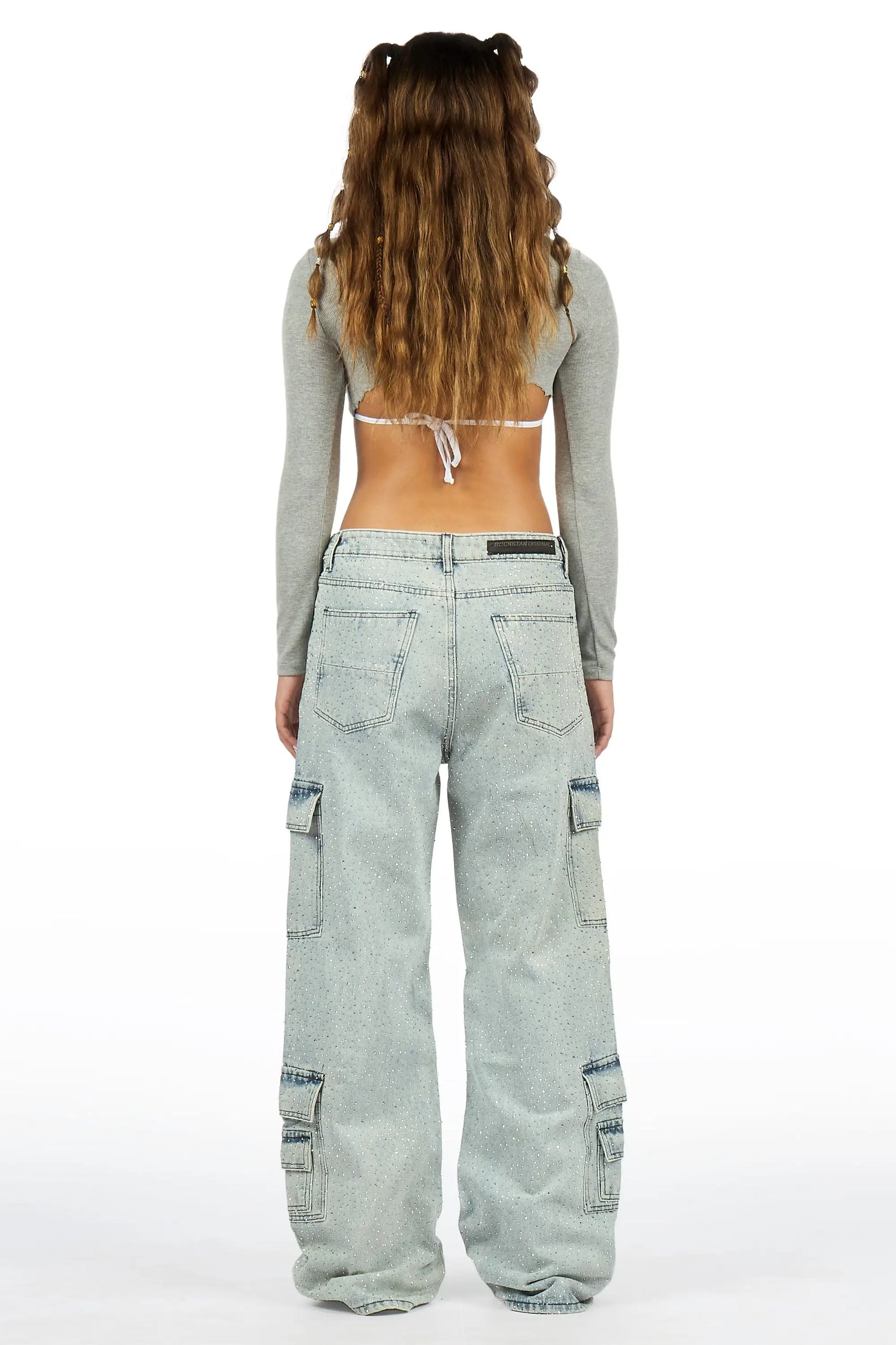 Dominika Light Wash Rhinestone Baggy Fit Jean