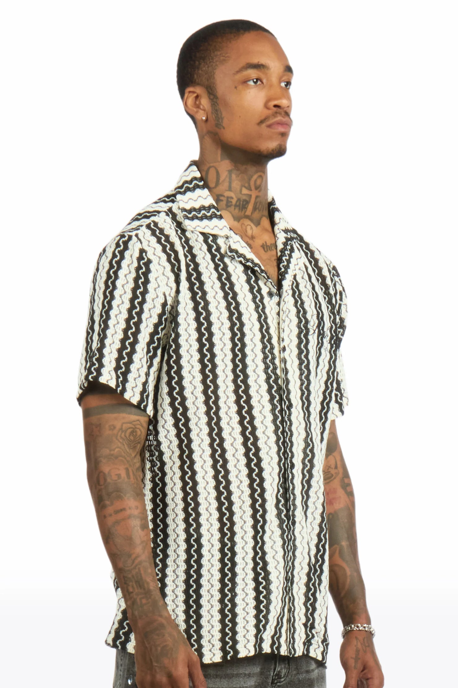 Branham White/Black Button Down Shirt