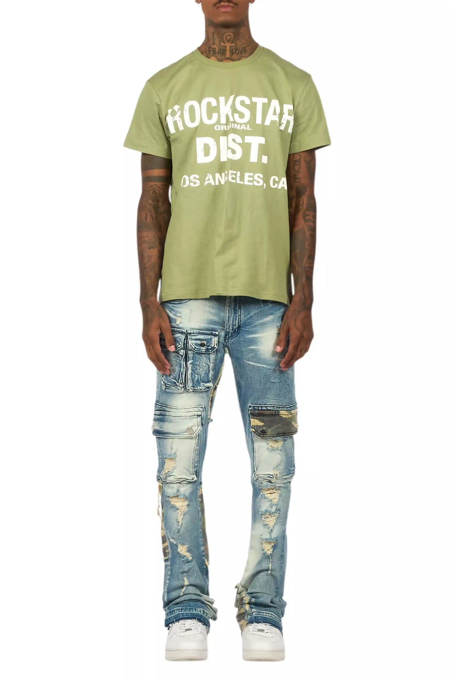 Lake Green T-Shirt/Stacked Flare Jean Bundle