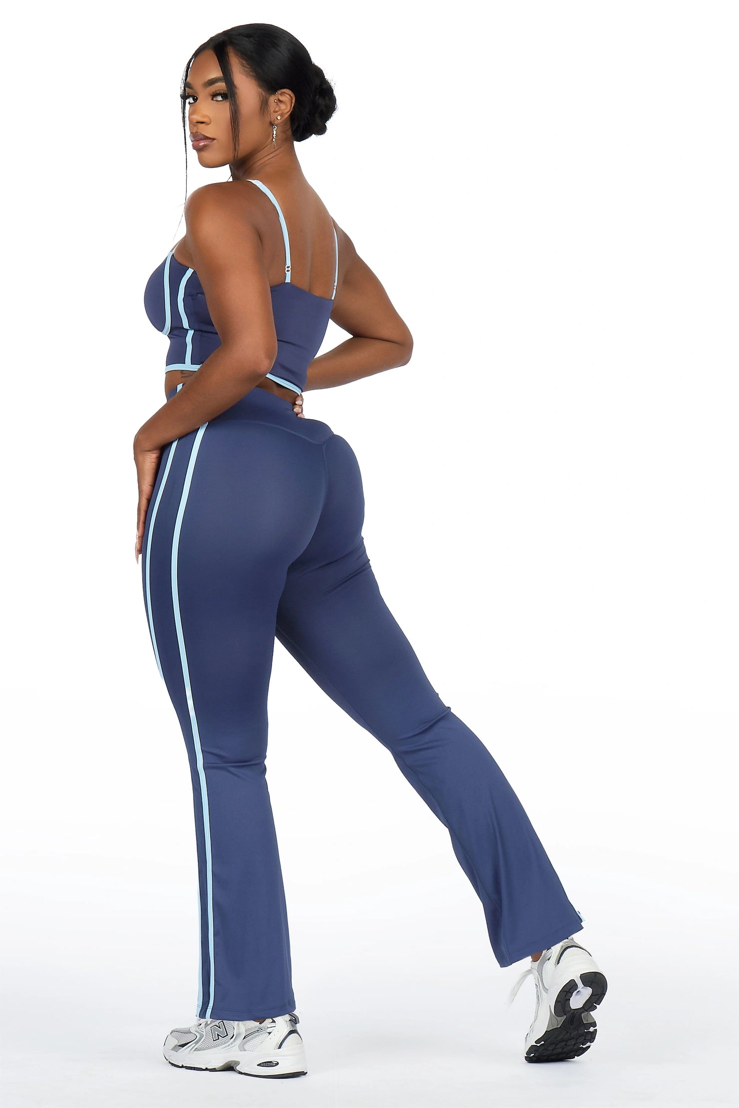 Karmen Navy Tank Active Flare Pant Set