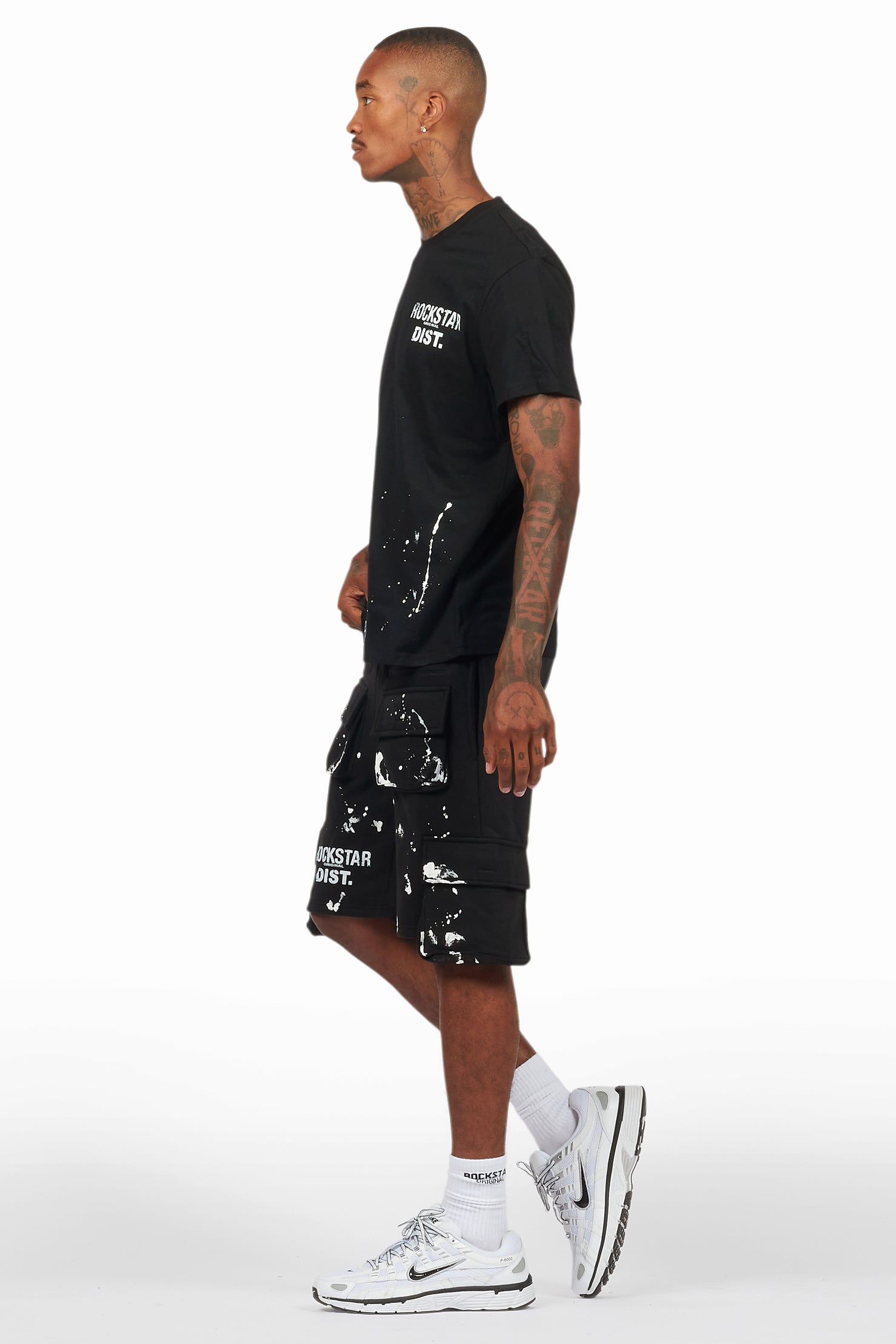 Raffer Black/White T-Shirt Cargo Shorts Set