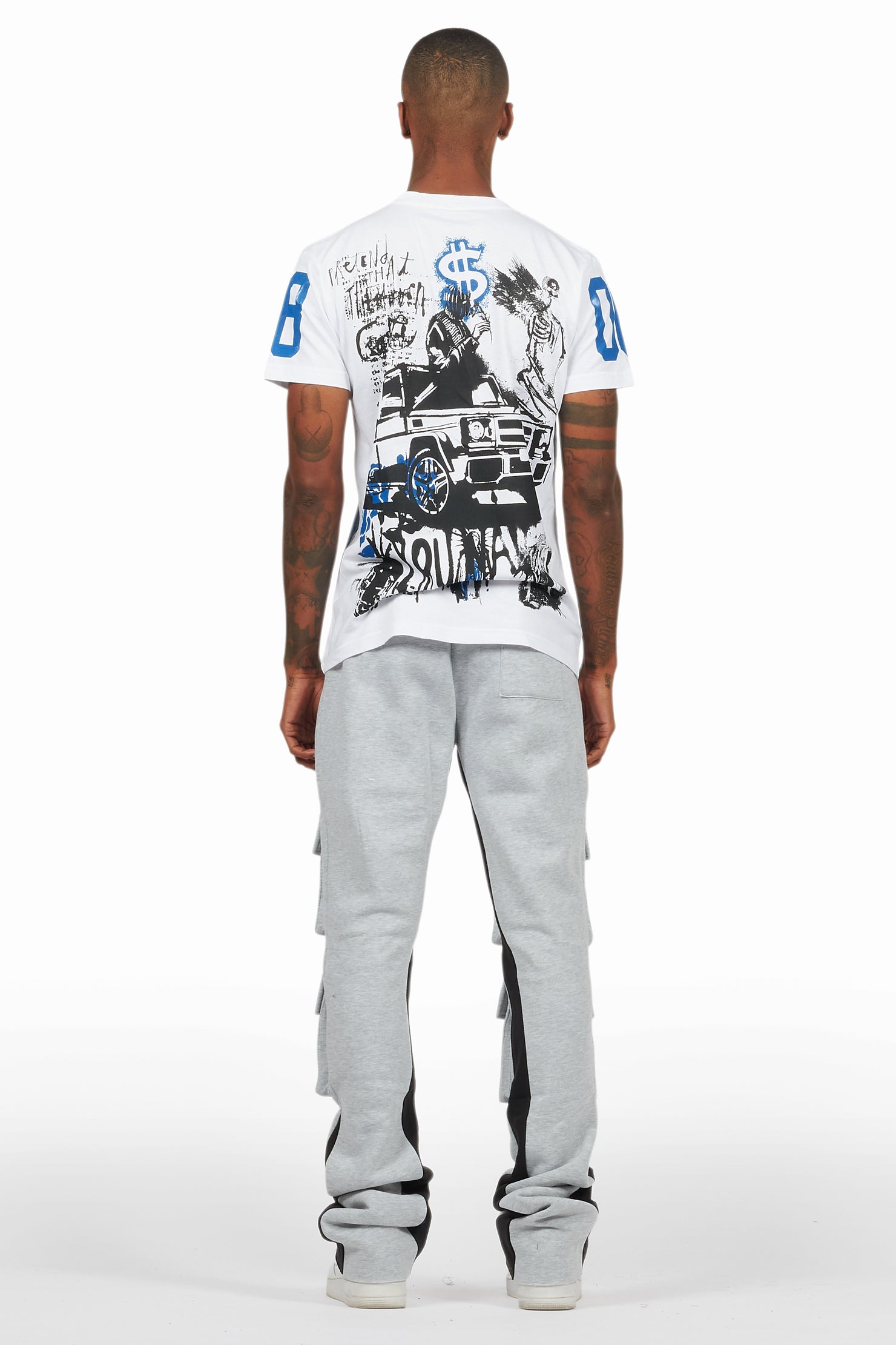 Antoon Heather Grey Stacked Flare Track Pant