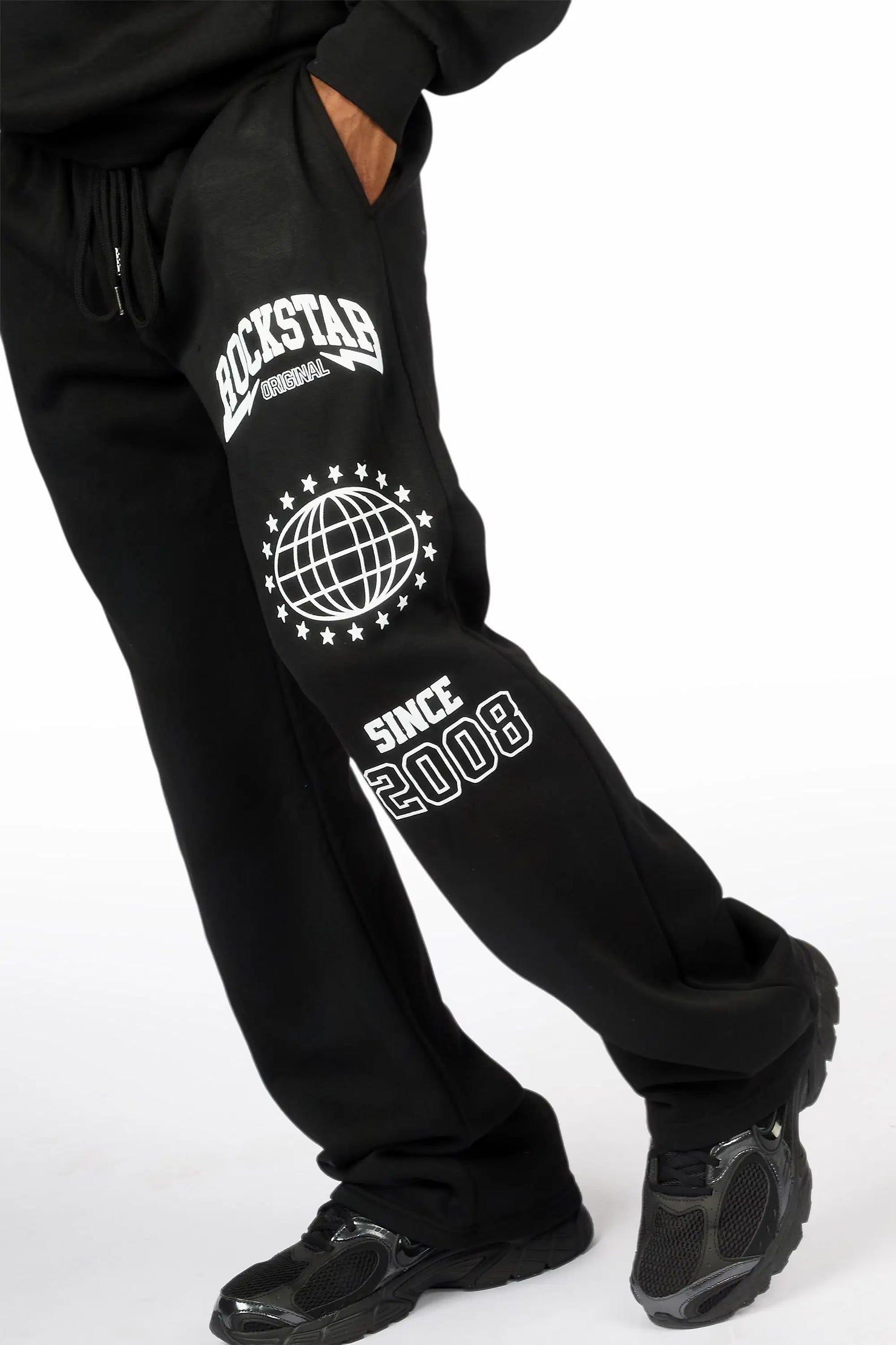Stori Black/White Hoodie Relaxed Track Set