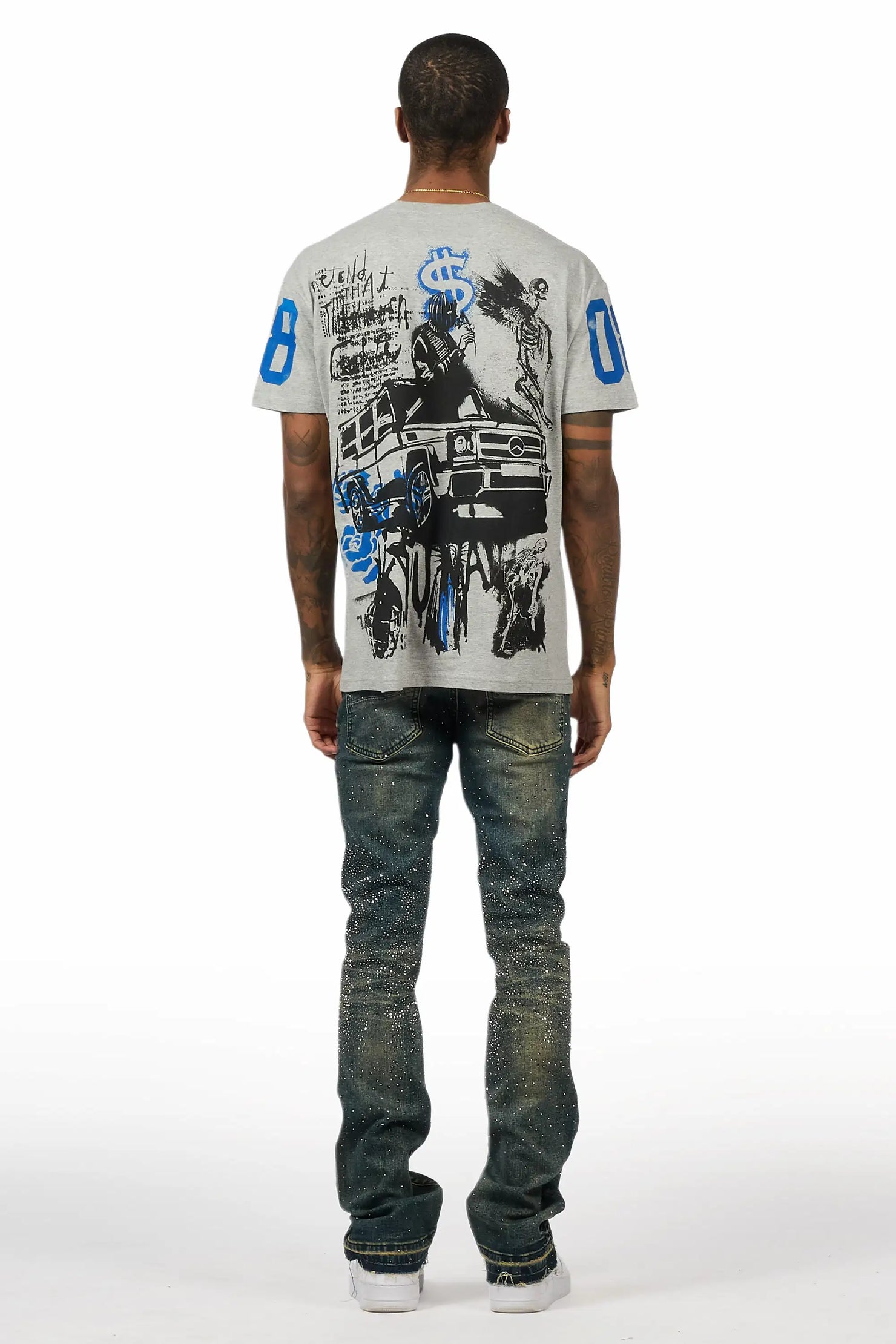 Onyx Tint Blue Stacked Flare Jean