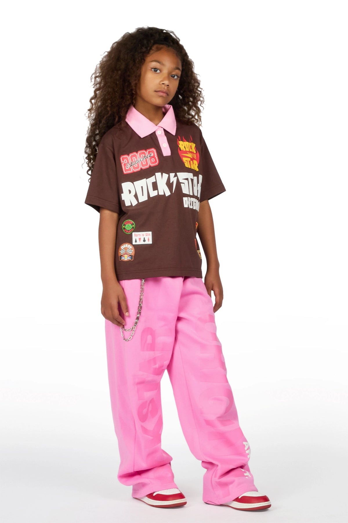 Girls Stachia Pink Super Baggy Track Pant