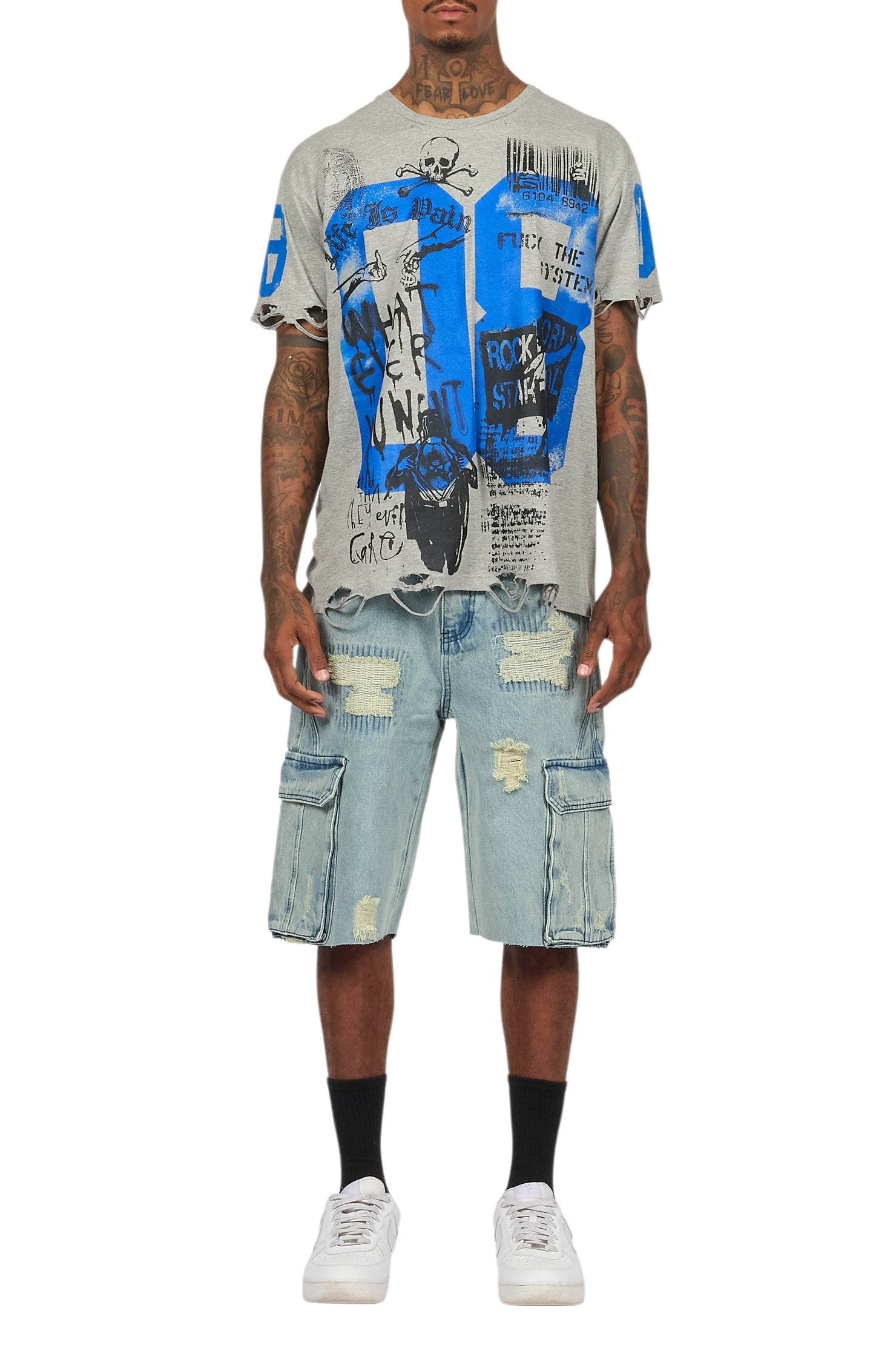 Grill Grey/Light Blue T-Shirt/Denim Short Set