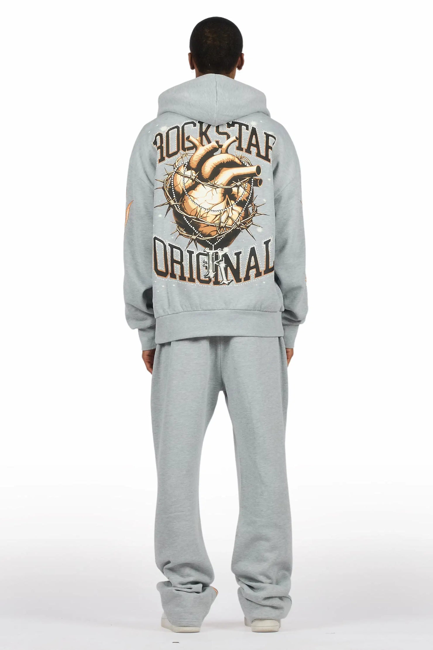 Kaizel Heather Grey Hoodie/Baggy Pant Track Set